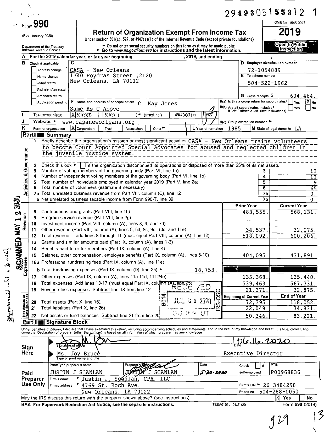 Image of first page of 2019 Form 990 for Casa - New Orleans