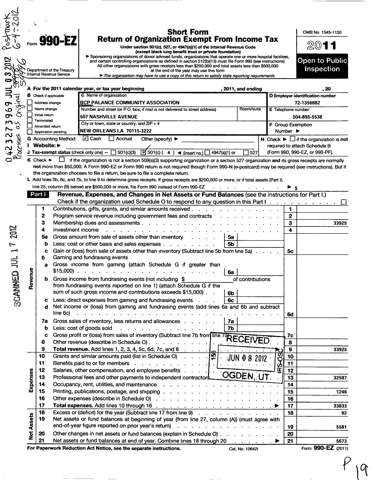 Image of first page of 2011 Form 990EO for West Riverside Area Patrol