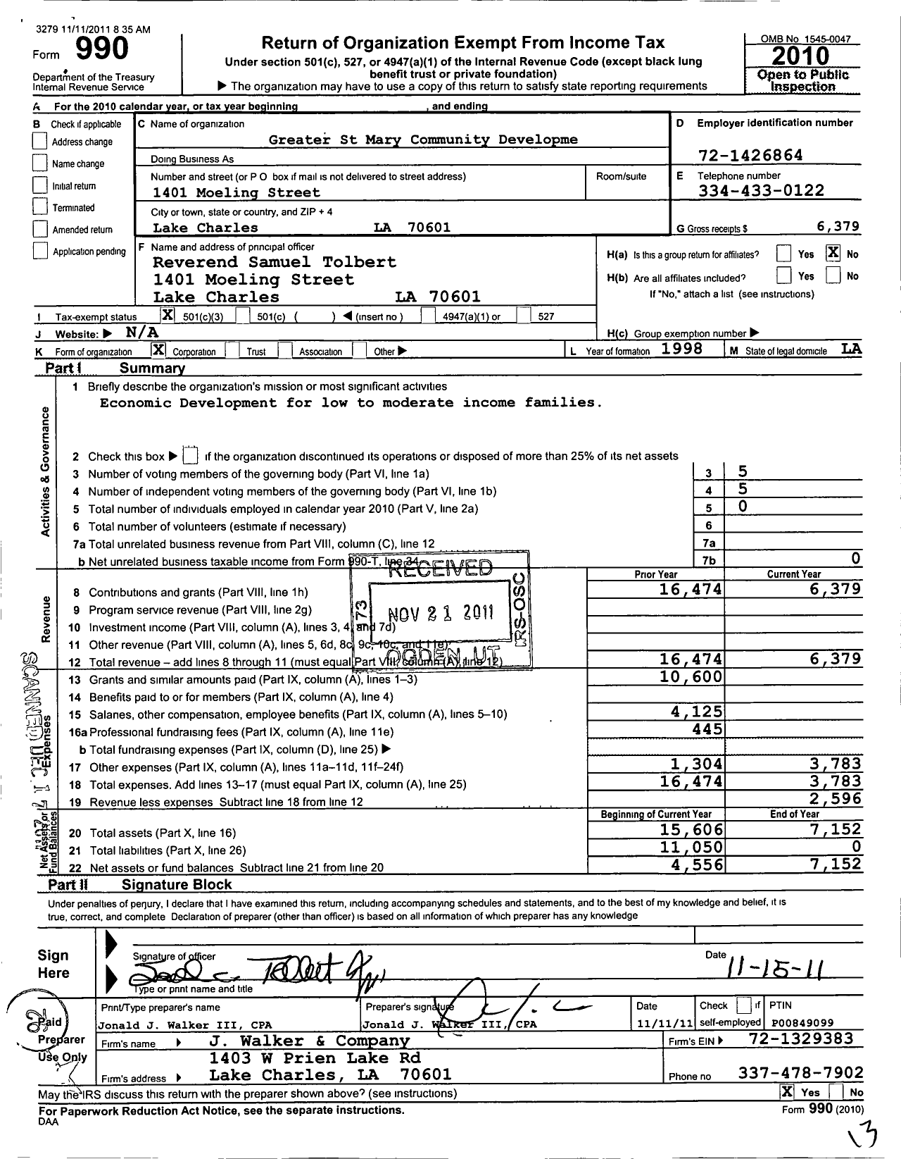 Image of first page of 2010 Form 990 for Greater St Mary Community Development Foundation