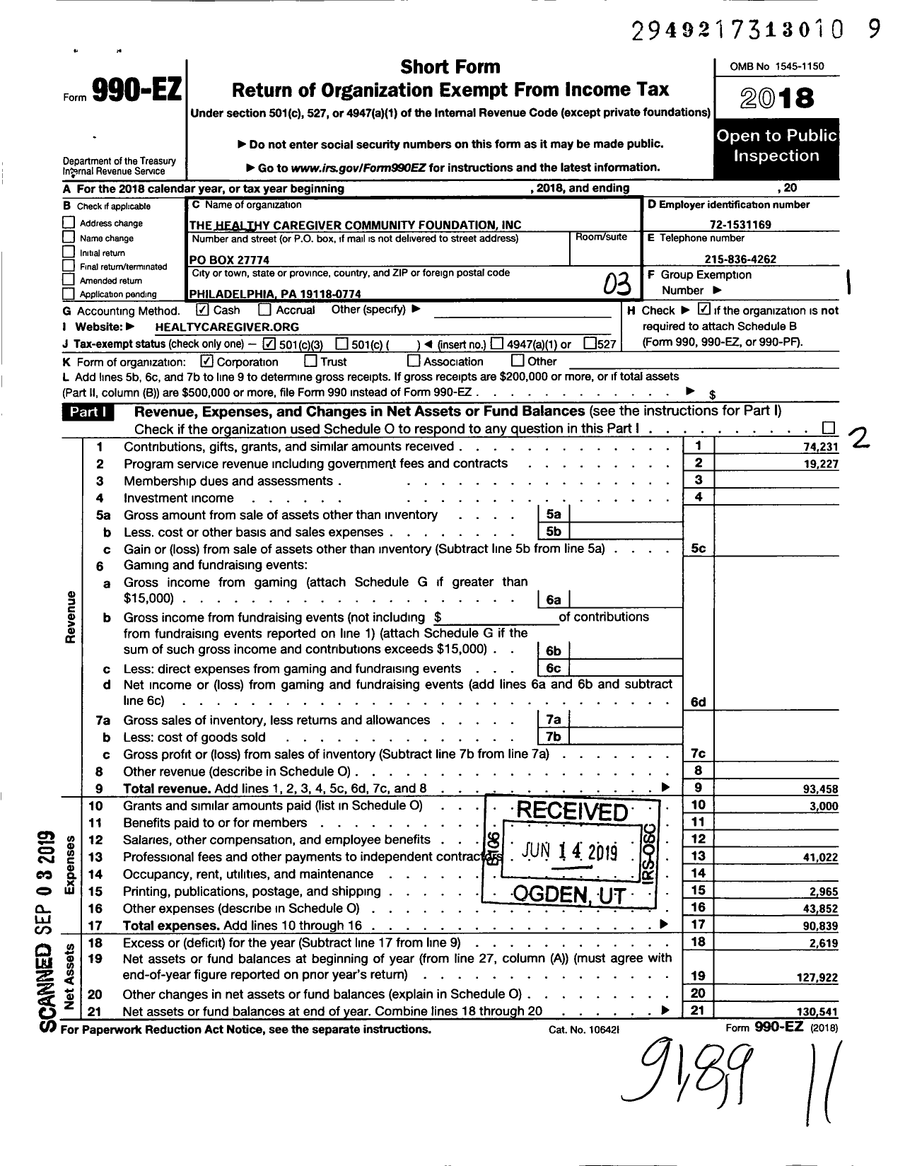 Image of first page of 2018 Form 990EZ for Women Veterans Rock