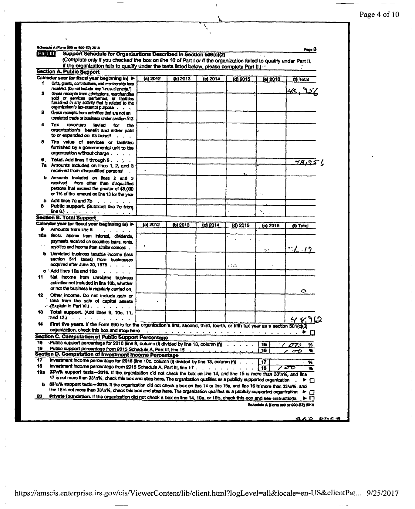 Image of first page of 2016 Form 990ER for Tri-Lakes Views