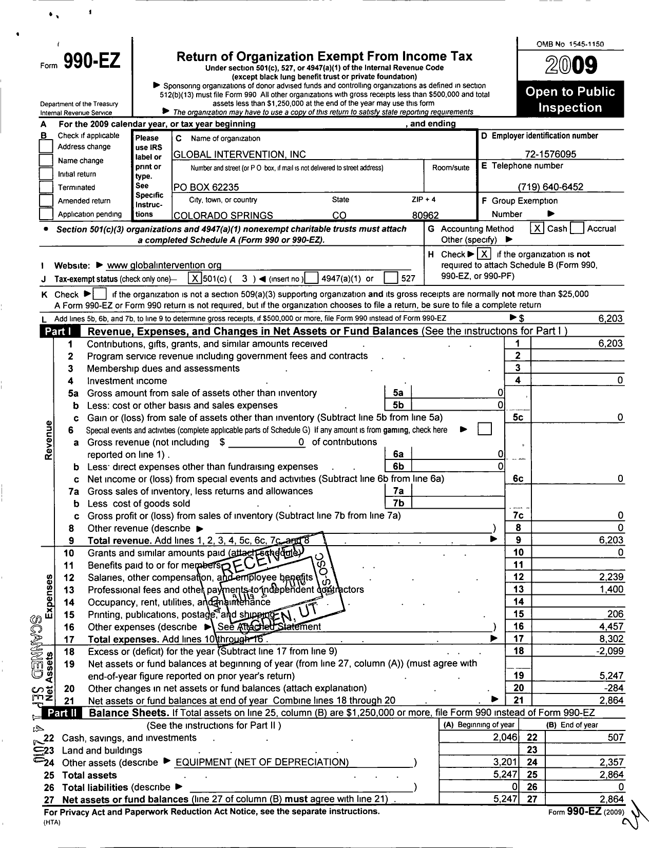 Image of first page of 2009 Form 990EZ for MercyGift