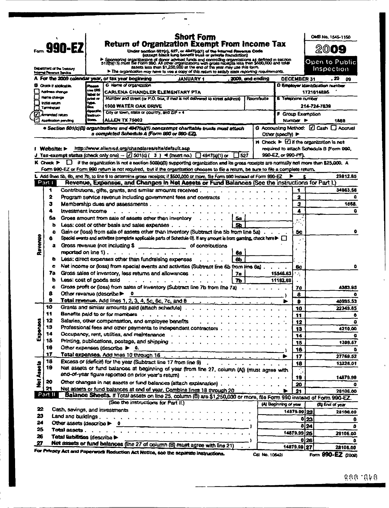 Image of first page of 2009 Form 990ER for Texas PTA - 11625 Carlena Chandler Elementary