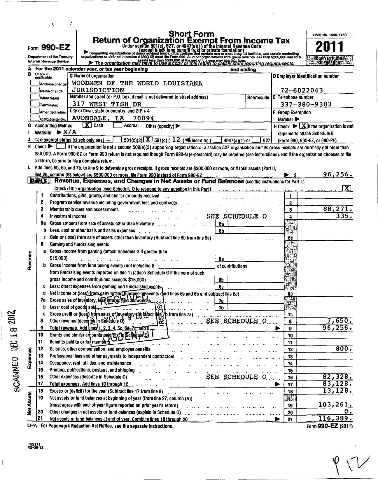 Image of first page of 2011 Form 990EO for Woodmenlife - Louisiana Jurisdiction