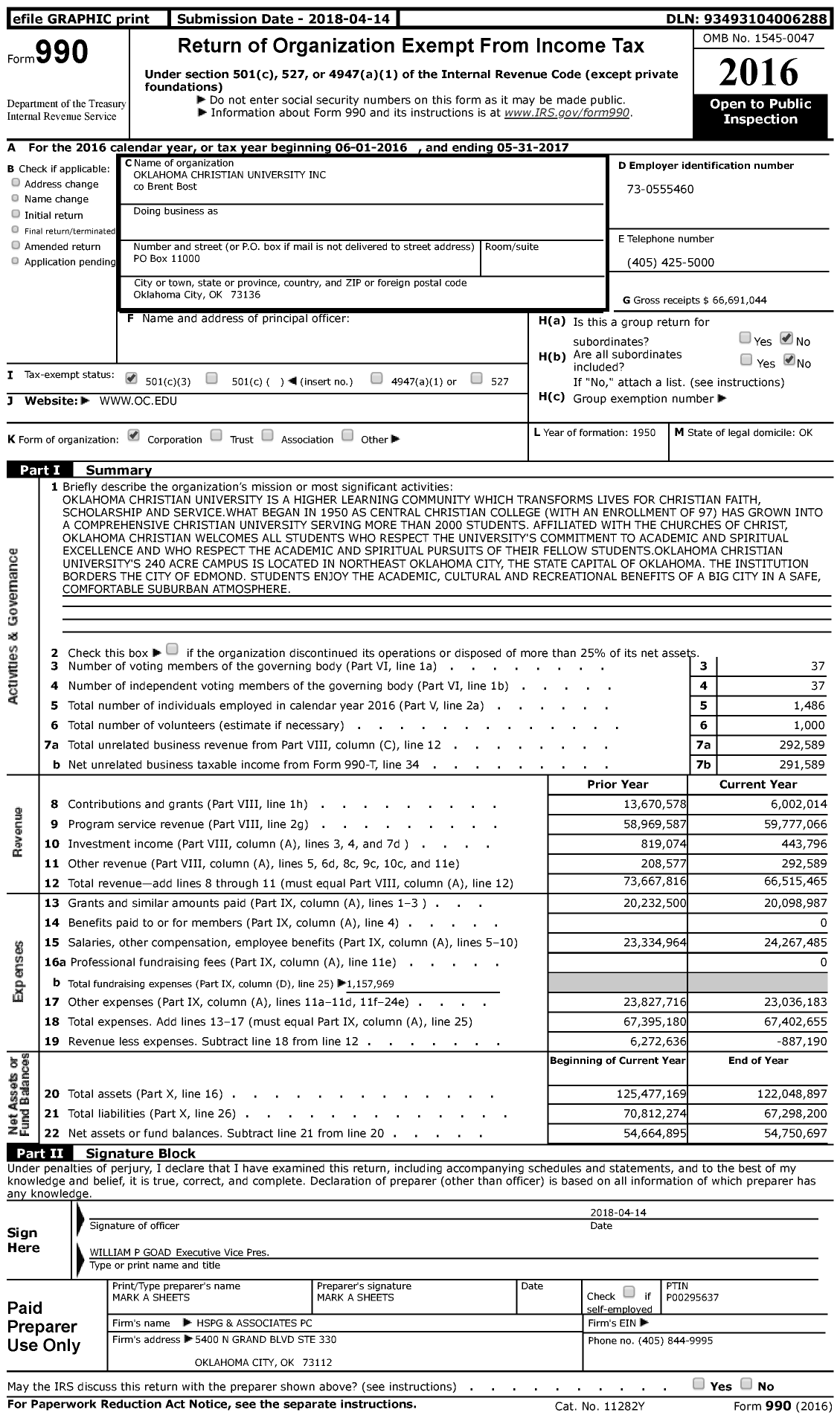 Image of first page of 2016 Form 990 for Joseph and Harvey Meyerhoff Family Charitable Funds