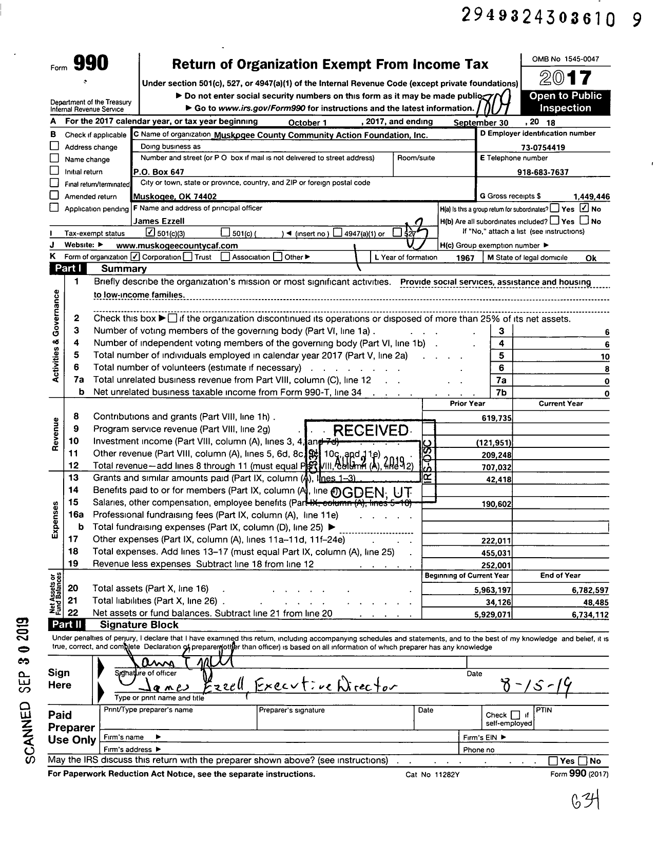 Image of first page of 2017 Form 990 for Muskogee County Community Action Foundation