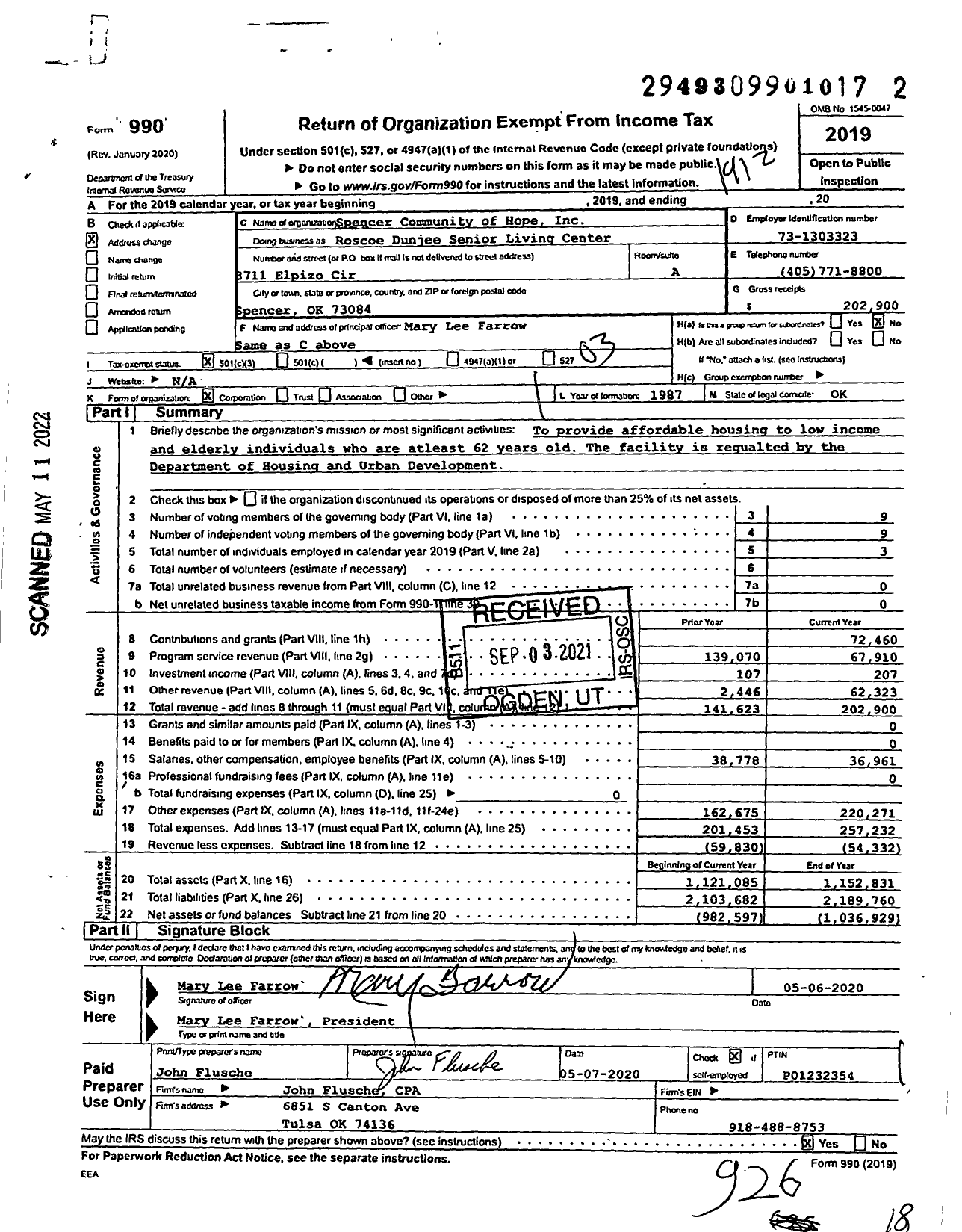 Image of first page of 2019 Form 990 for Senior Living Center