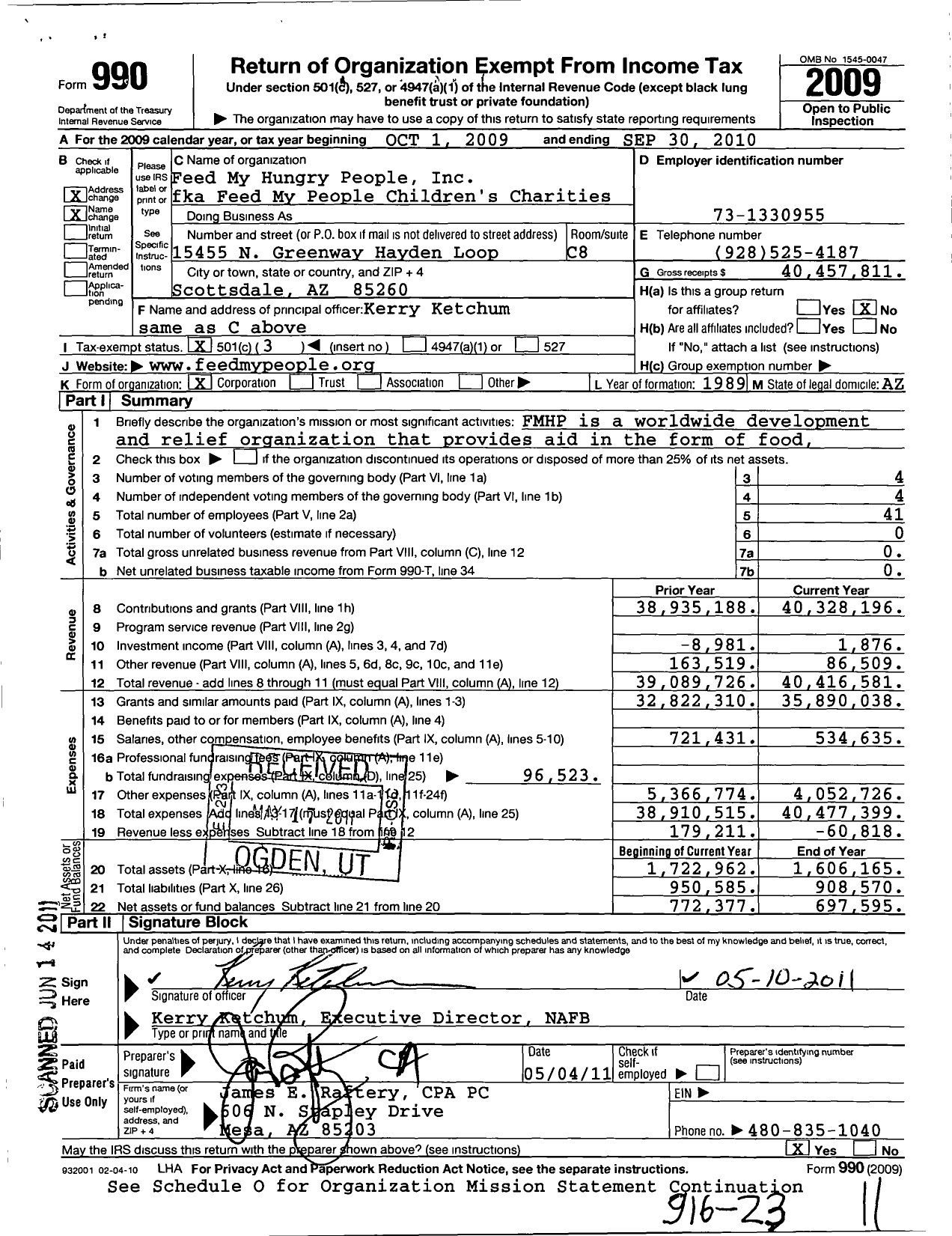 Image of first page of 2009 Form 990 for Feed My Hungry People