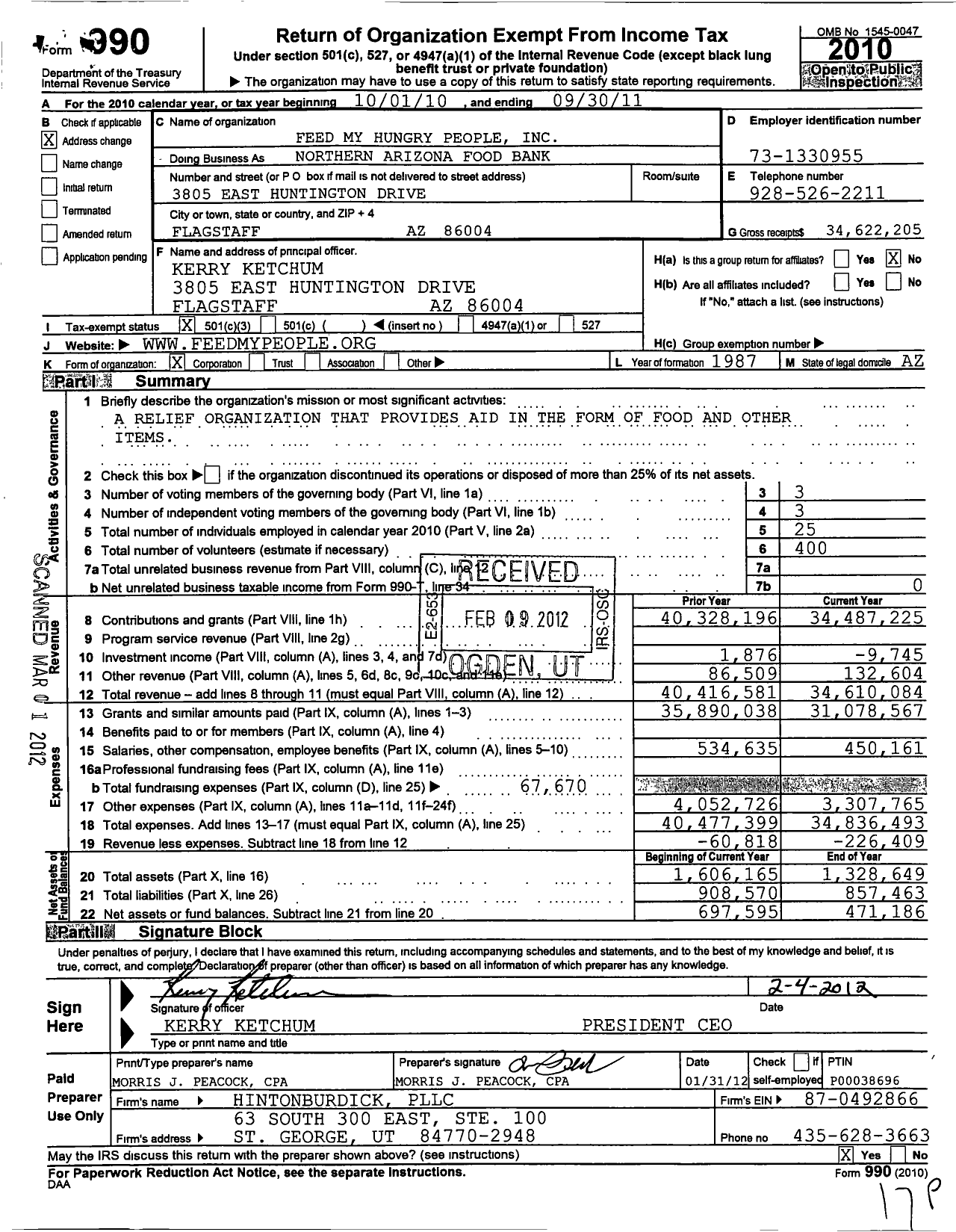 Image of first page of 2010 Form 990 for Feed My Hungry People