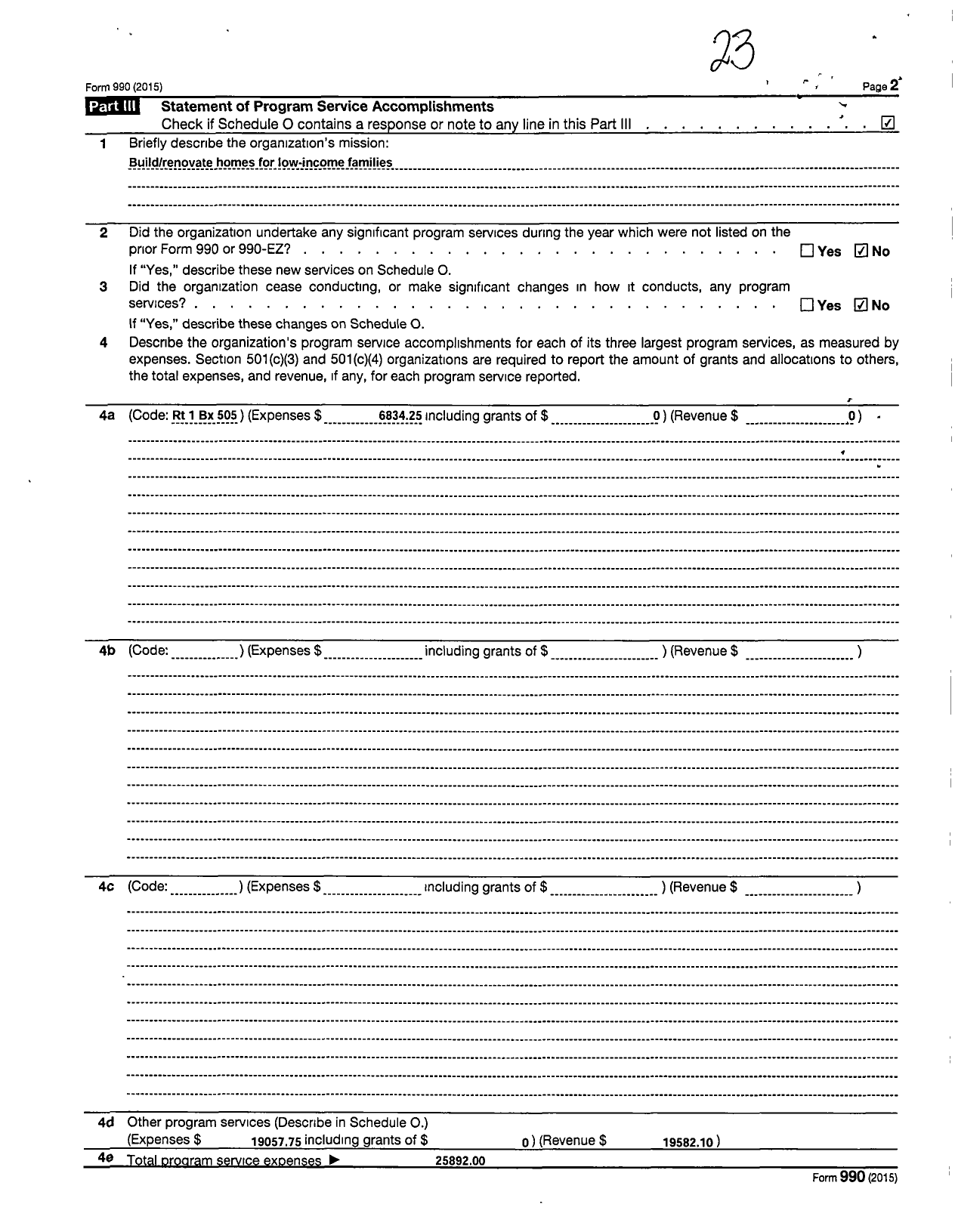 Image of first page of 2015 Form 990R for The Fuller Center for Housing