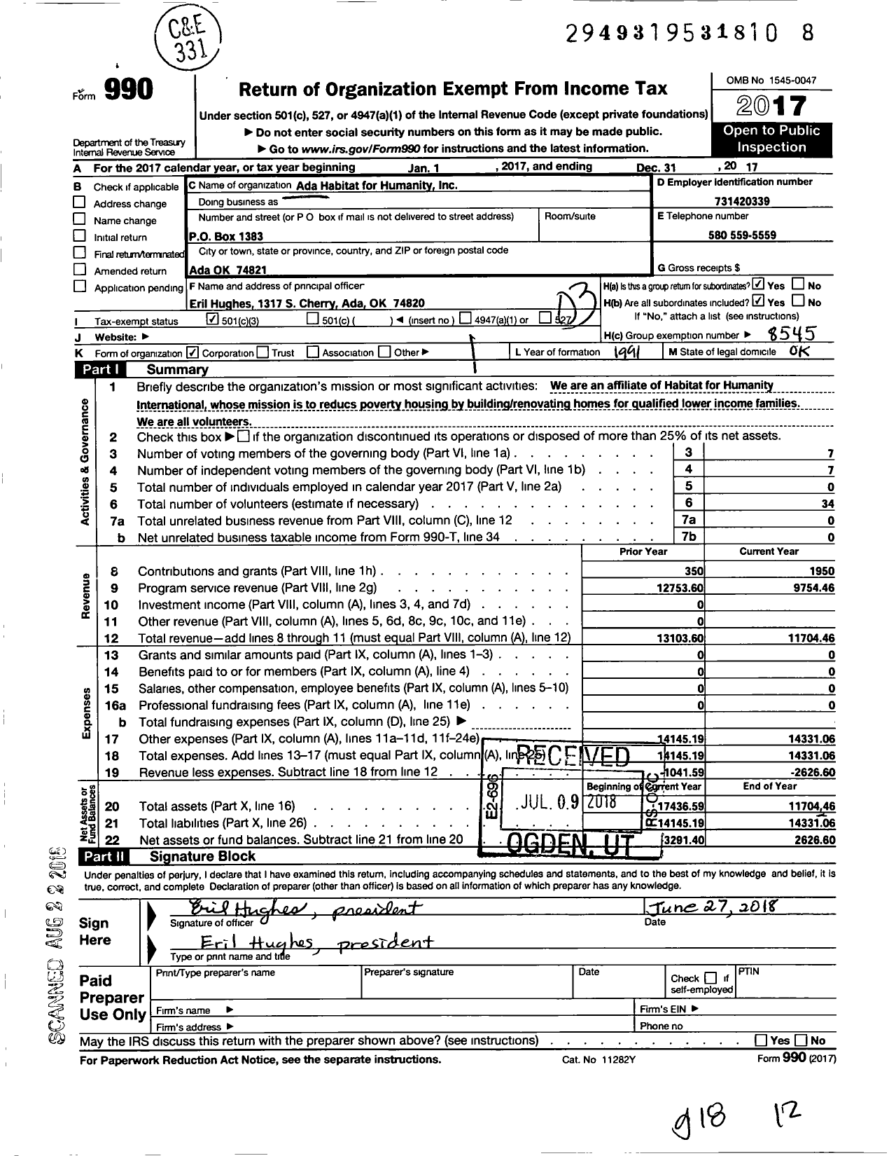 Image of first page of 2017 Form 990 for The Fuller Center for Housing