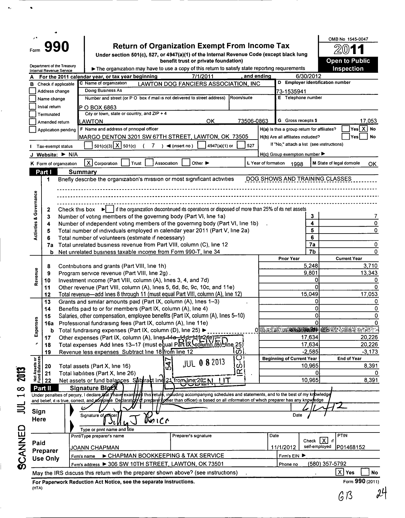 Image of first page of 2011 Form 990O for Lawton Dog Fanciers Association