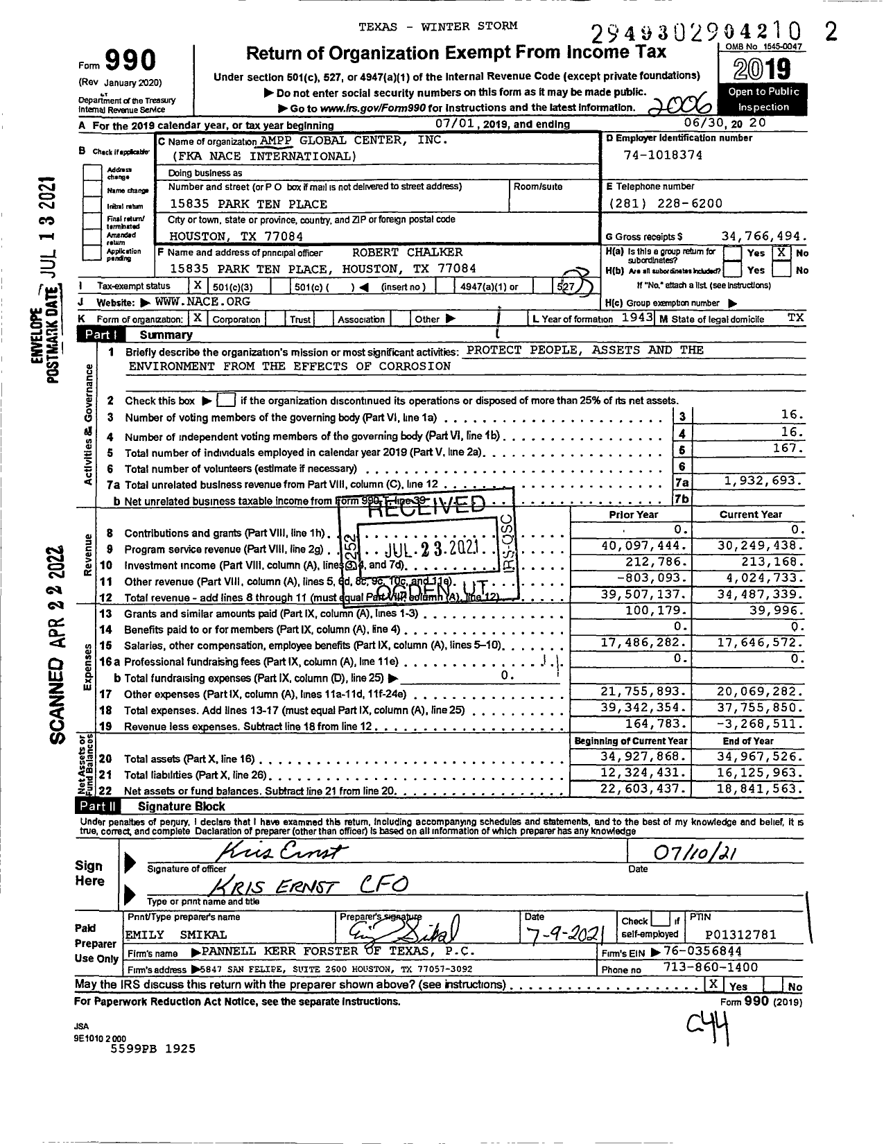 Image of first page of 2019 Form 990 for Ampp Global Center