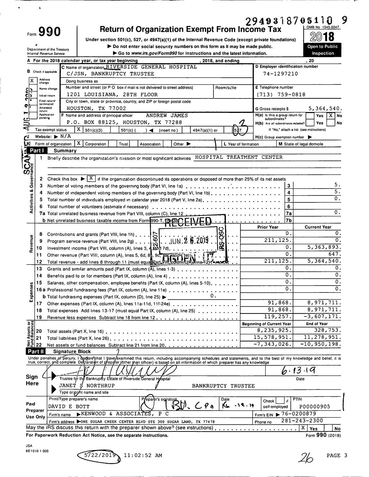 Image of first page of 2018 Form 990 for Riverside General Hospital (RGH)