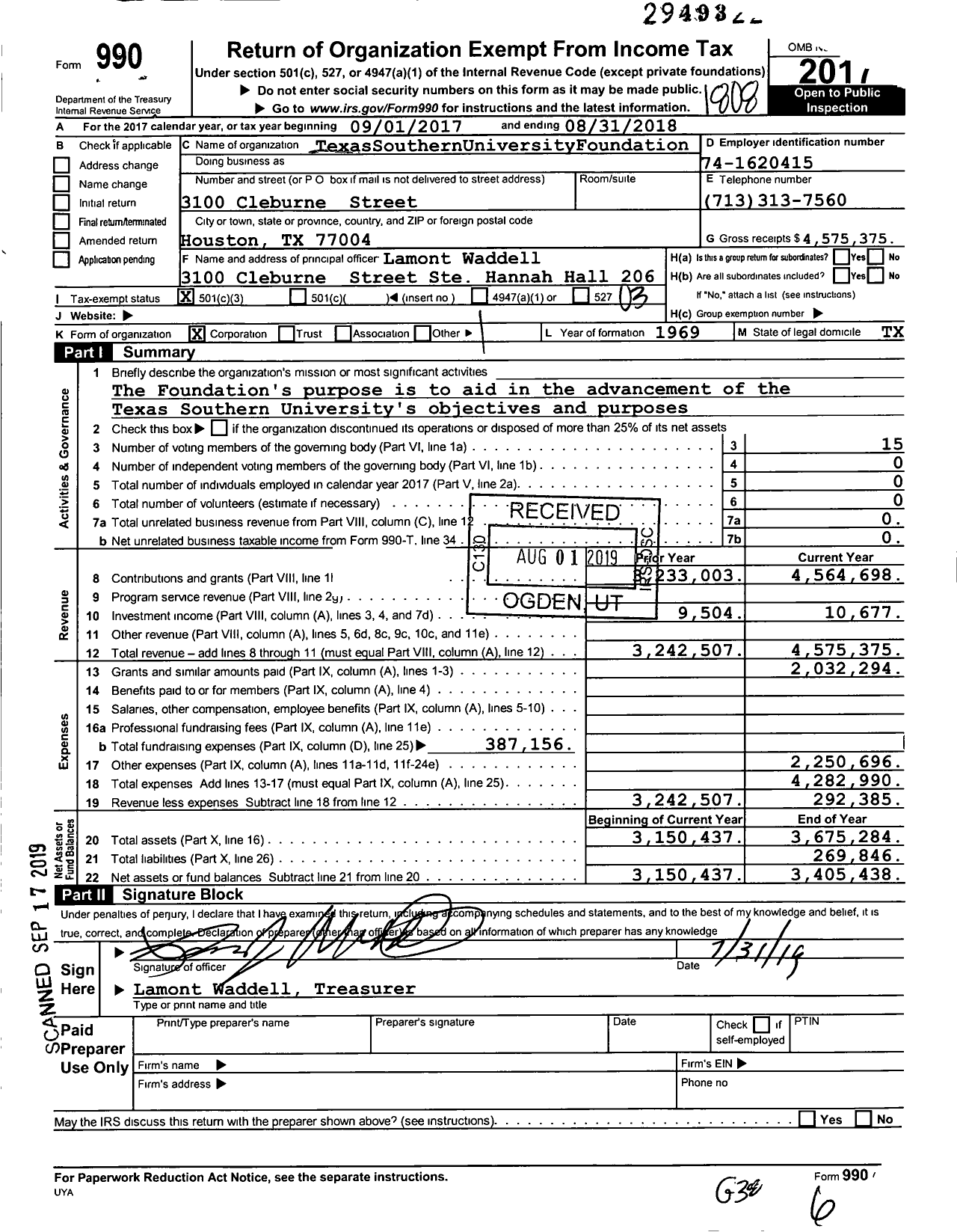 2018 Form 990 for Texas Southern University Foundation | Cause IQ