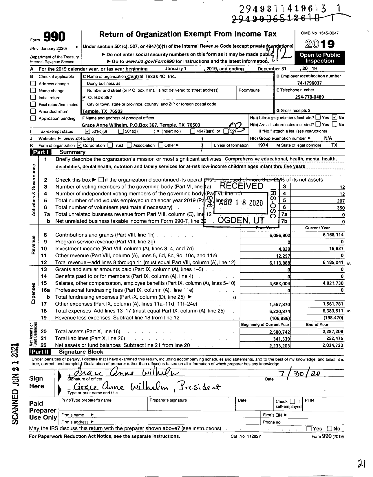 Image of first page of 2019 Form 990 for Central Texas 4C