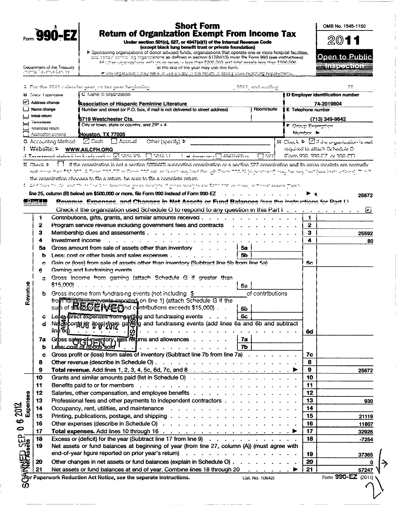 Image of first page of 2011 Form 990EZ for Asociacion de Estudios de Genero Y Sexualidades