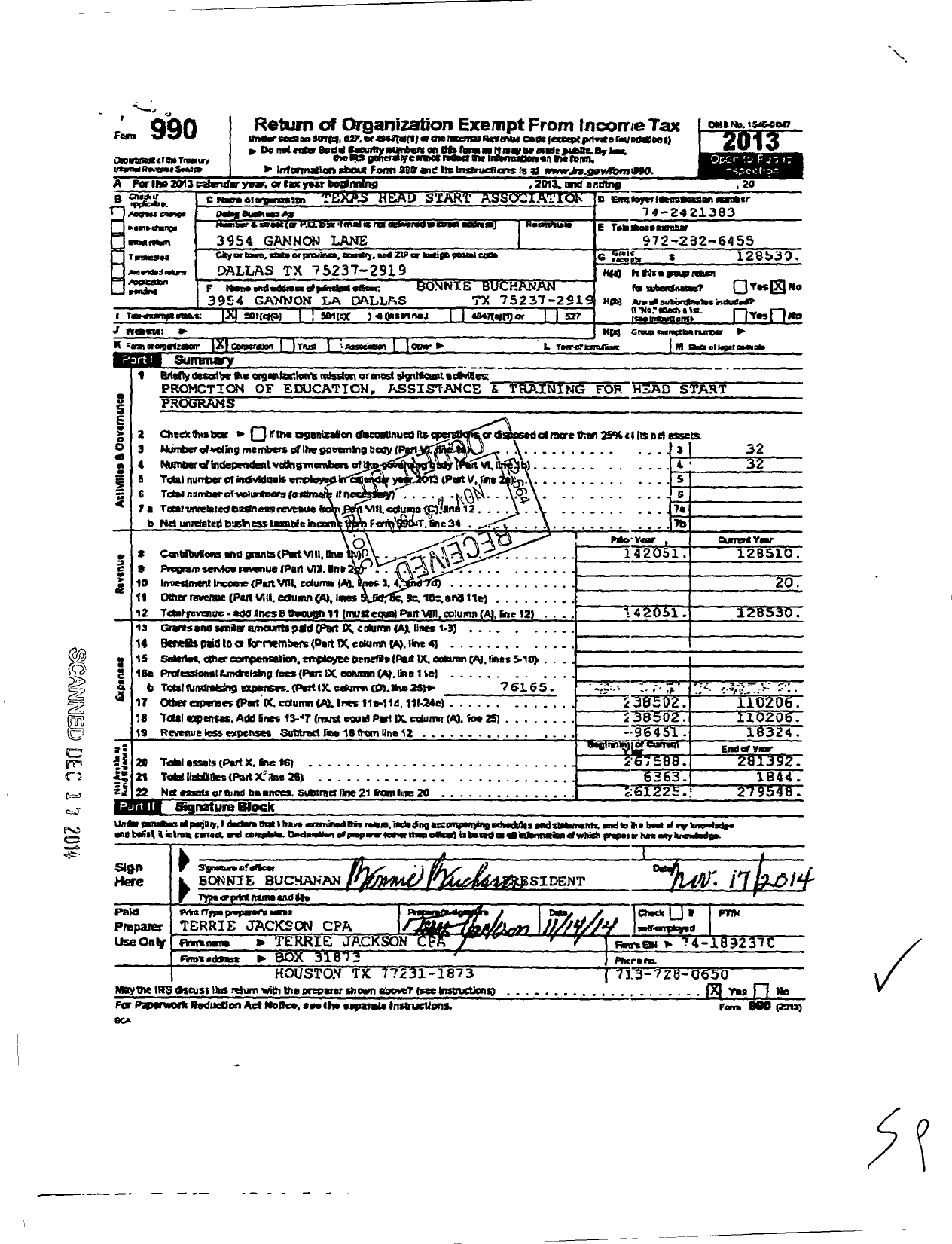 Image of first page of 2013 Form 990 for Texas Head Start Association