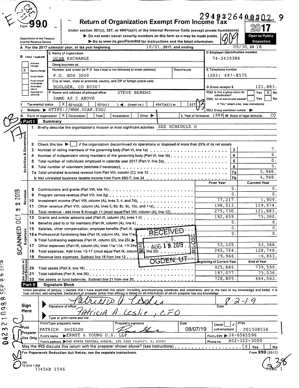 Image of first page of 2017 Form 990 for Ucar Exchange
