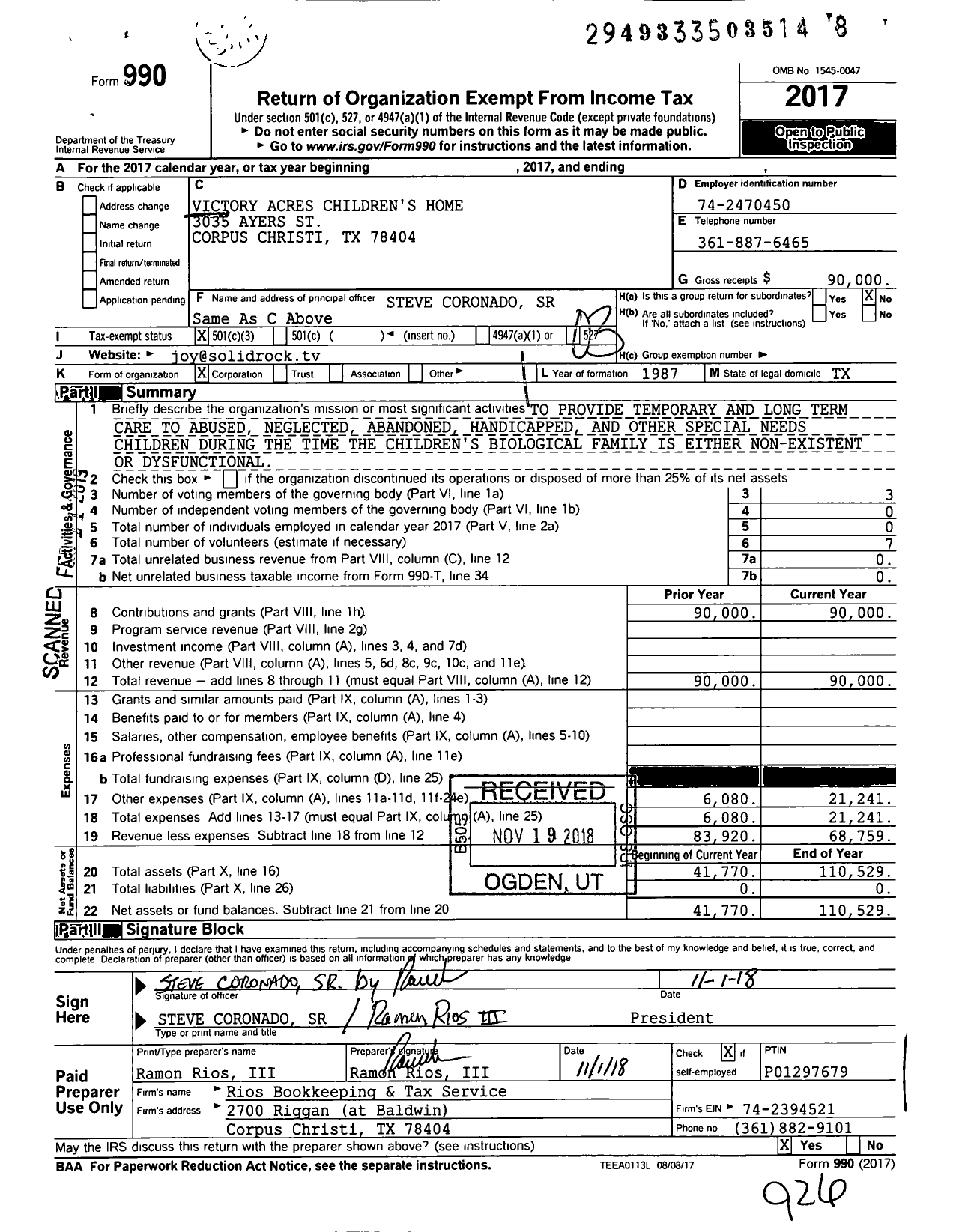 Image of first page of 2017 Form 990 for Love Your Neighbor Project