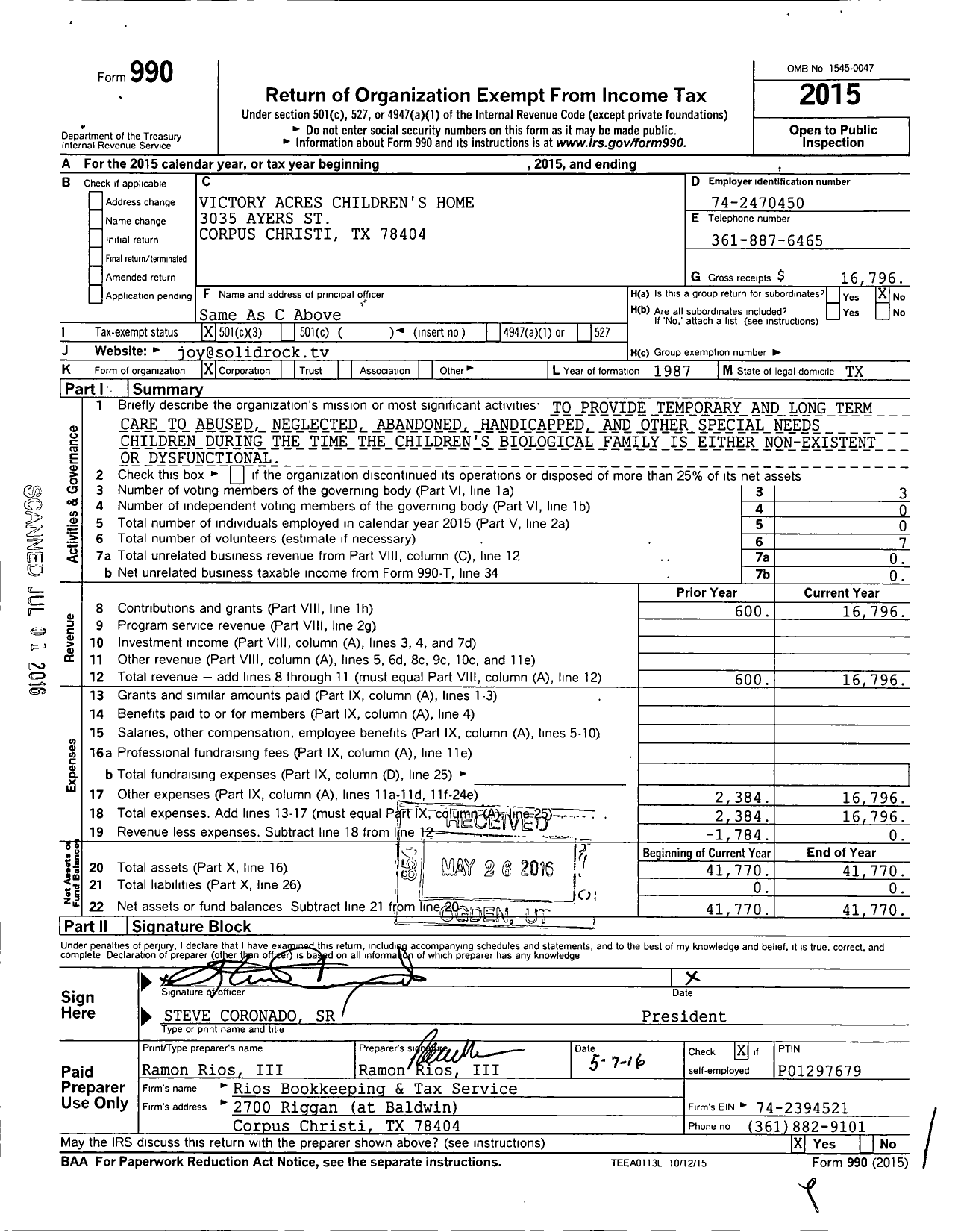 Image of first page of 2015 Form 990 for Love Your Neighbor Project