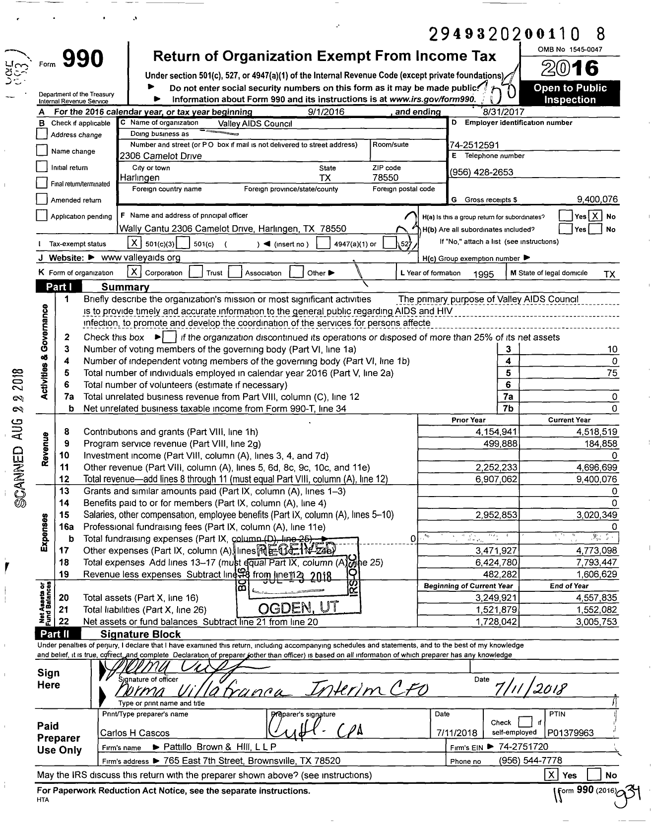 Image of first page of 2016 Form 990 for West Brook Clinic (VAC)