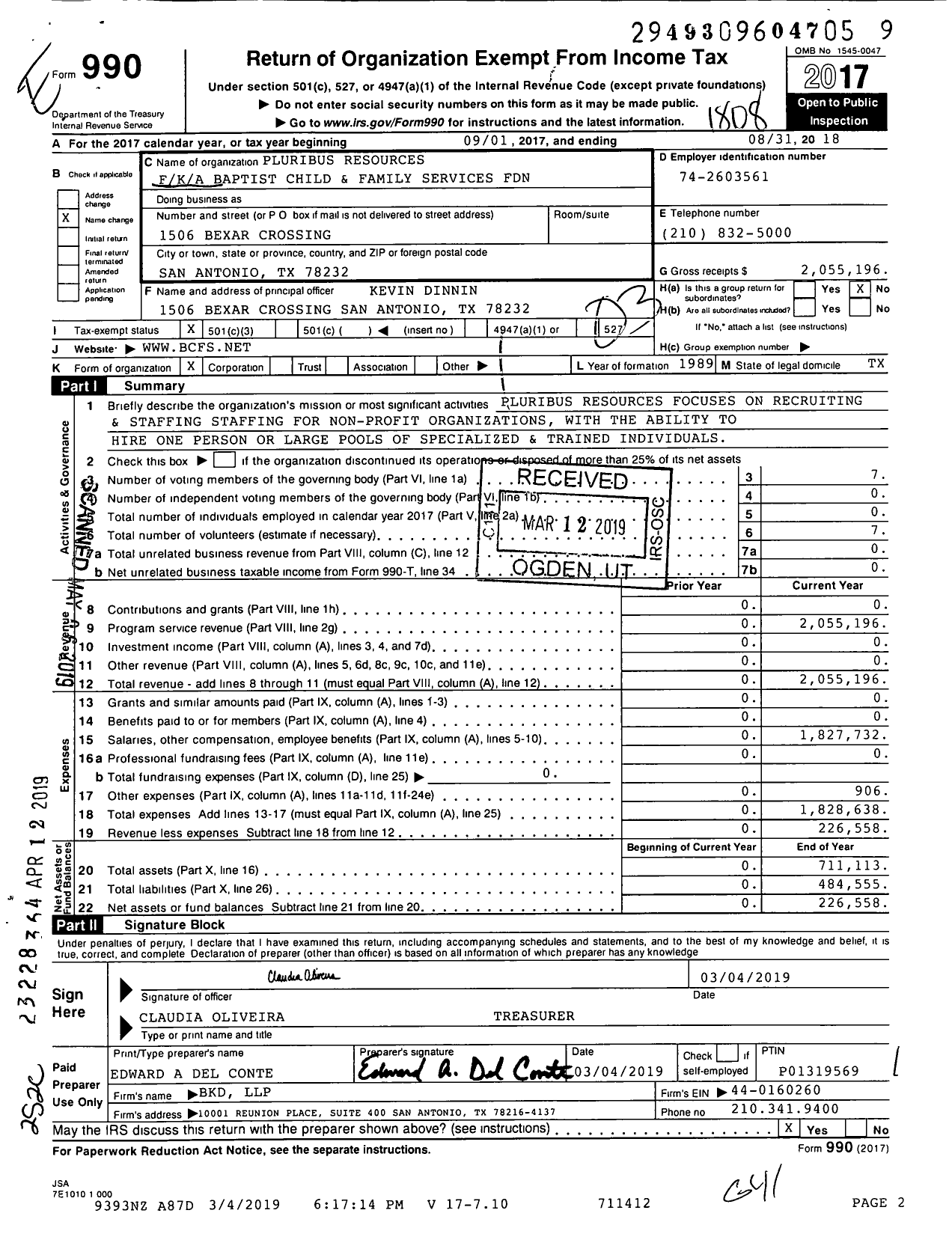 Image of first page of 2017 Form 990 for National Emergency Management and Response