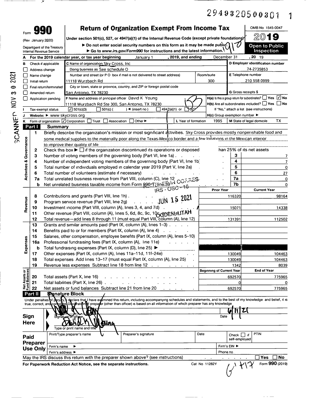 Image of first page of 2019 Form 990 for Christian Care International - Food and Medicine for People in Need