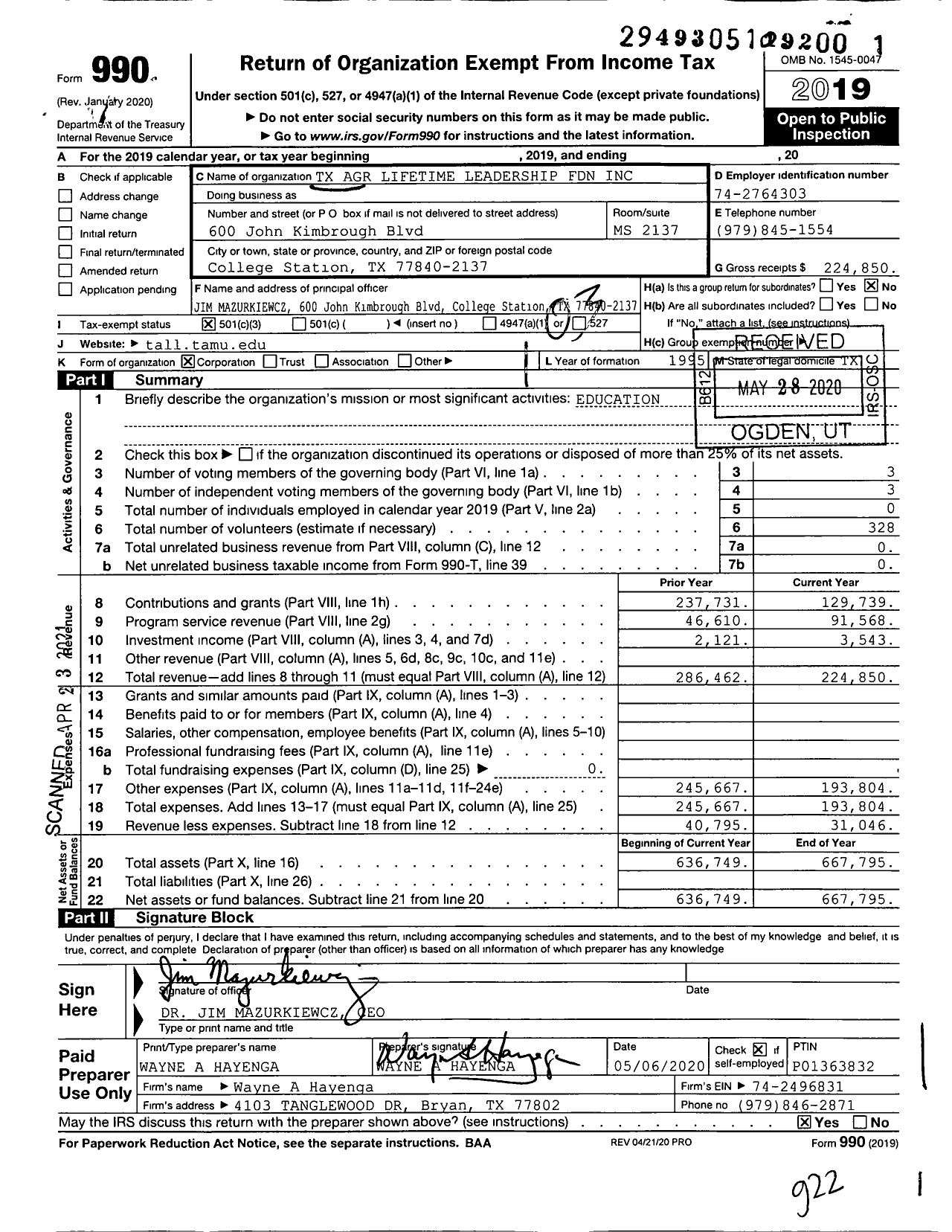 Image of first page of 2019 Form 990 for The Gov Dolph Briscoe TX Agr Lifetime Leadership Foundation