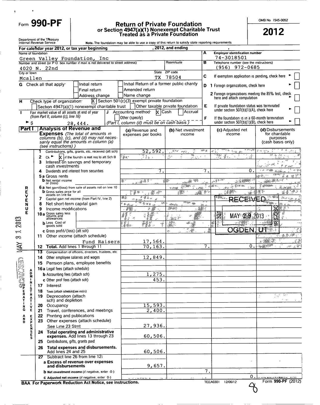 Image of first page of 2012 Form 990PF for Angels of Love