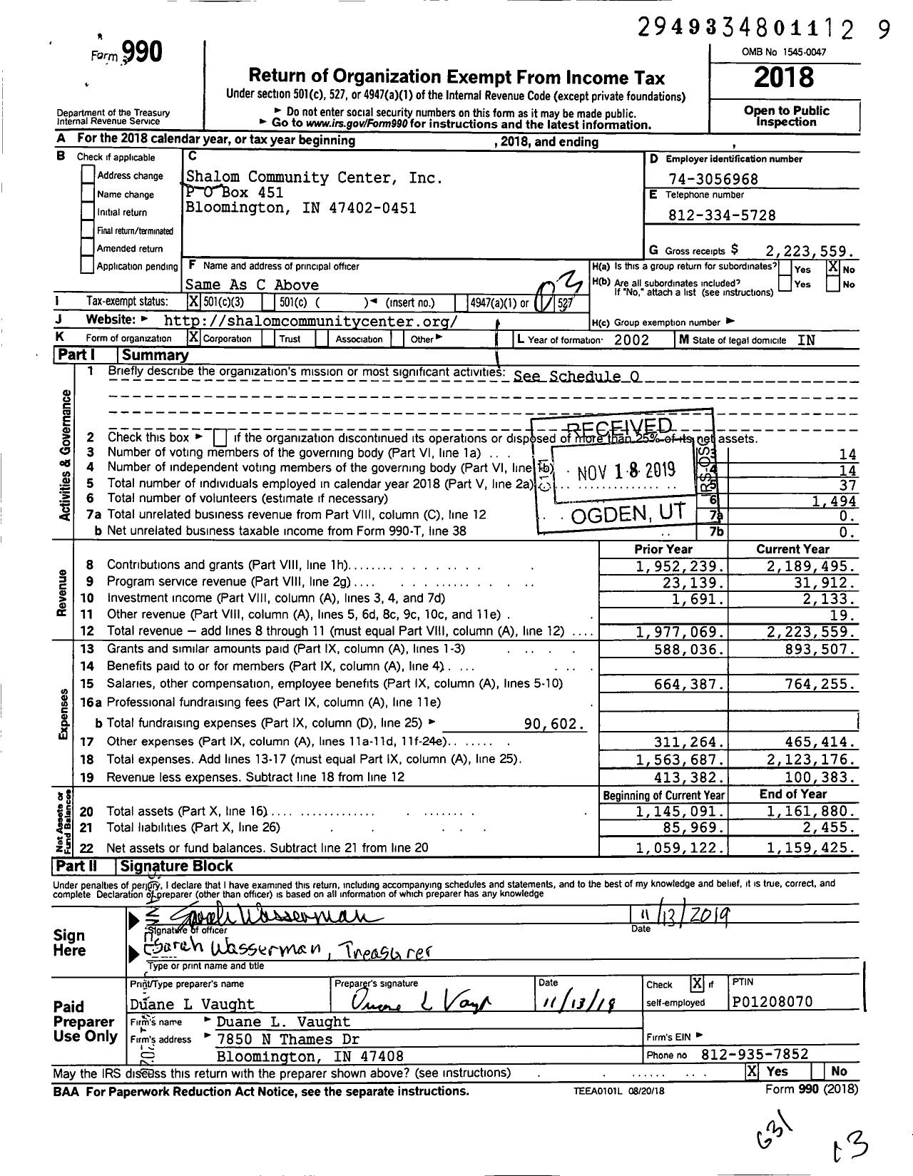 Image of first page of 2018 Form 990 for Beacon