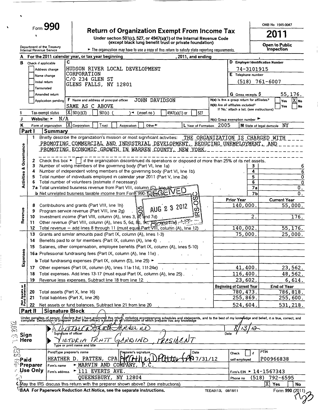 Image of first page of 2011 Form 990 for Hudson River Local Development Corporation
