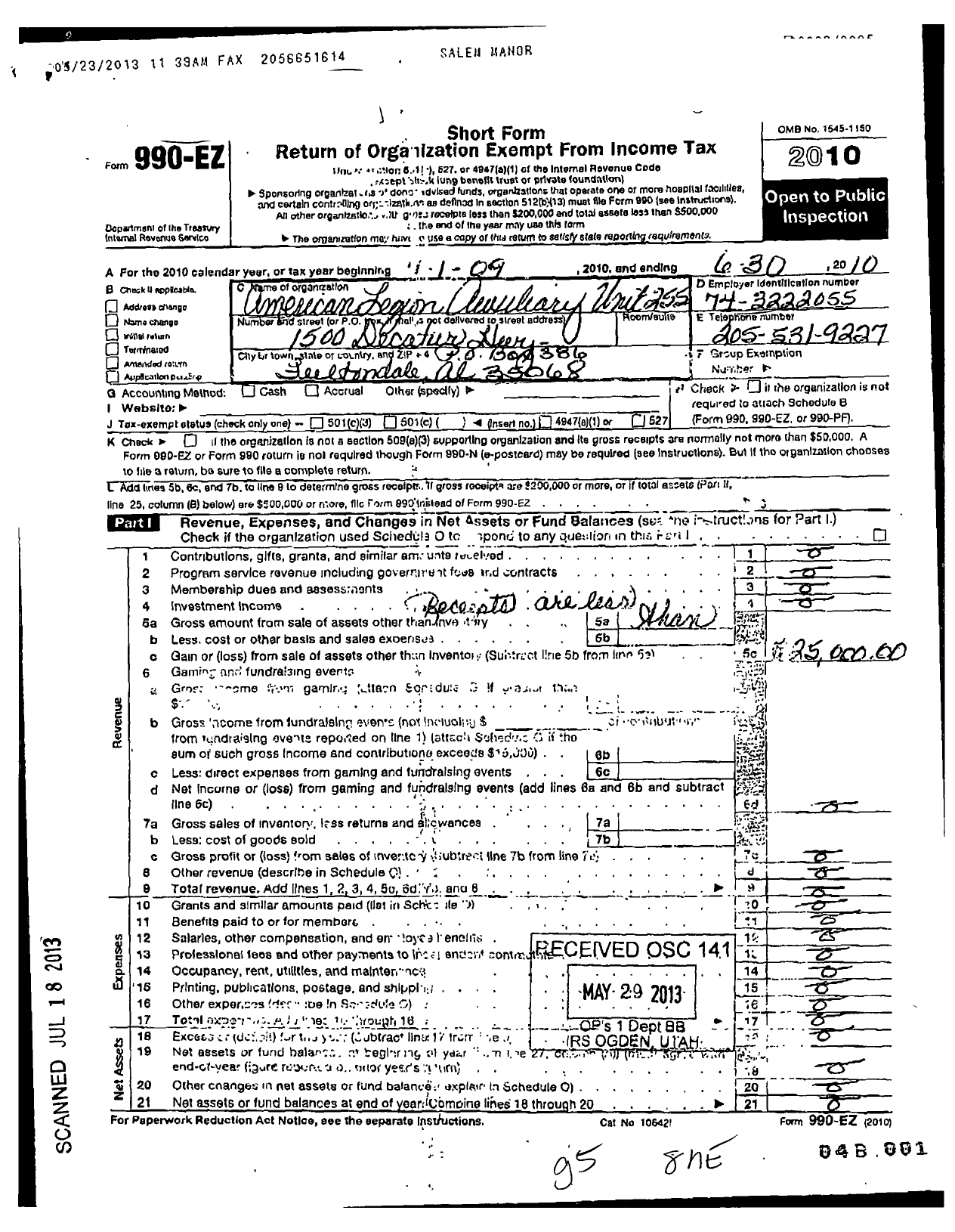 Image of first page of 2009 Form 990EO for American Legion Auxiliary - 255 Clyde Thomas Pitts Unit