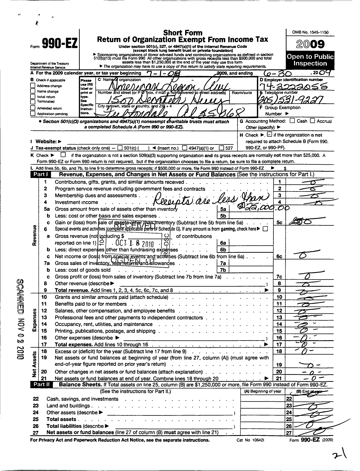 Image of first page of 2008 Form 990EO for American Legion Auxiliary - 255 Clyde Thomas Pitts Unit