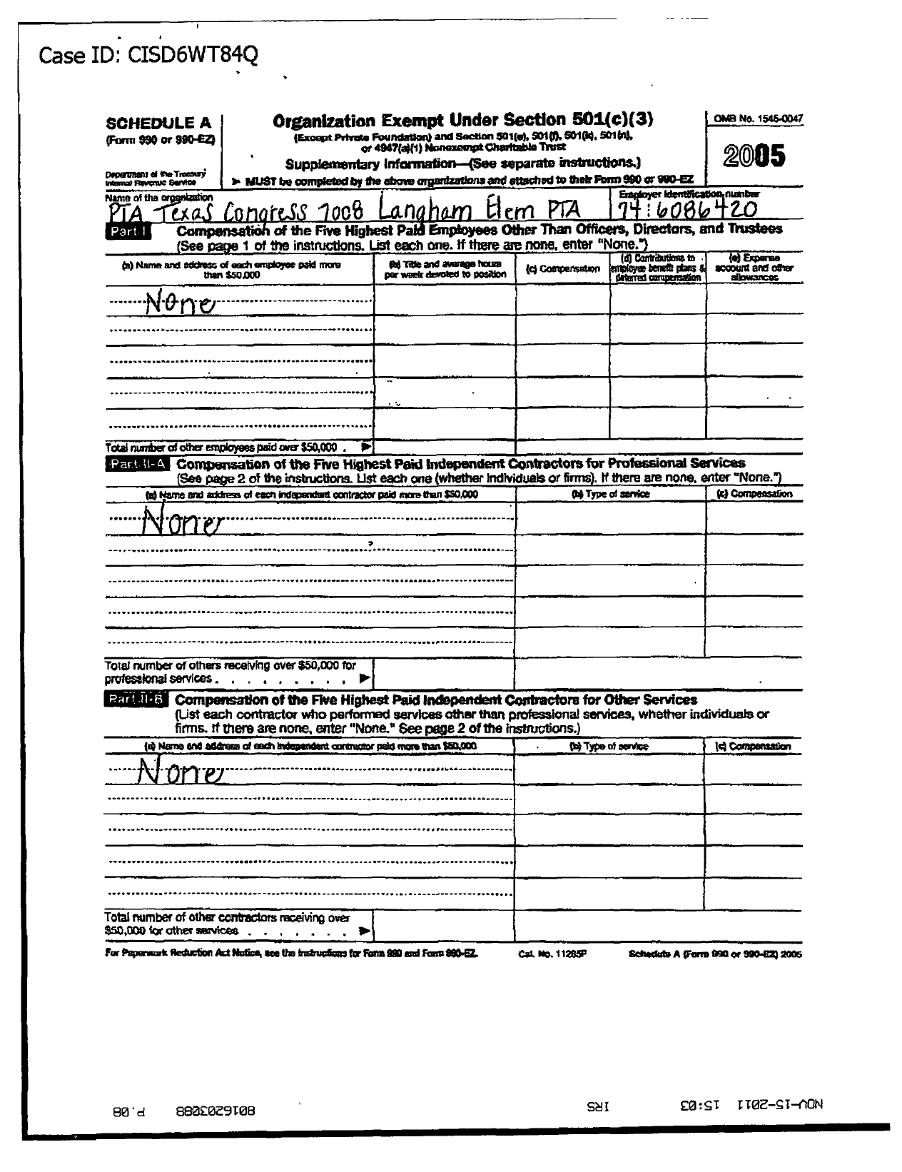 Image of first page of 2005 Form 990ER for Texas PTA - 7008 Langham Elementary