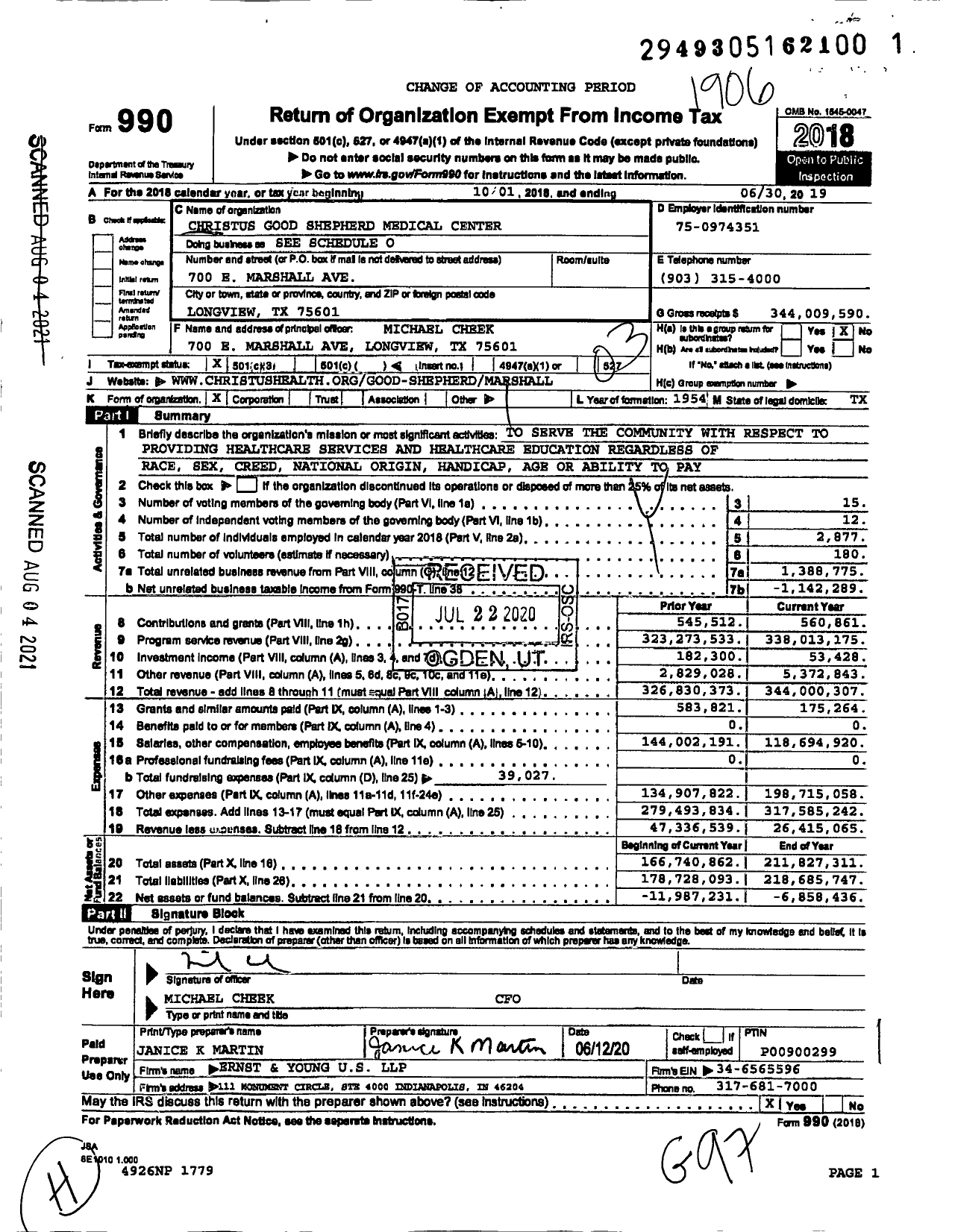 Image of first page of 2018 Form 990 for Good Shepherd Medical Center