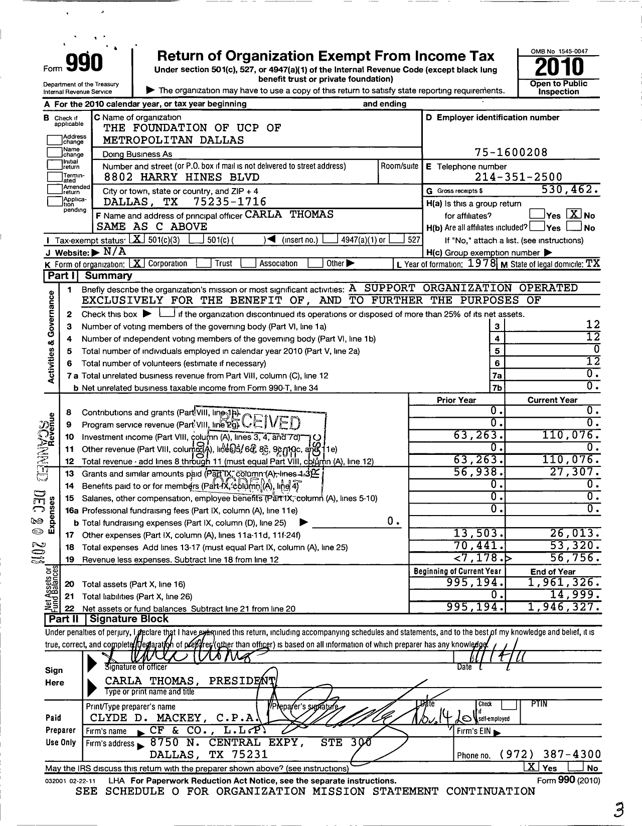 Image of first page of 2010 Form 990 for Foundation of Ability Connection Texas