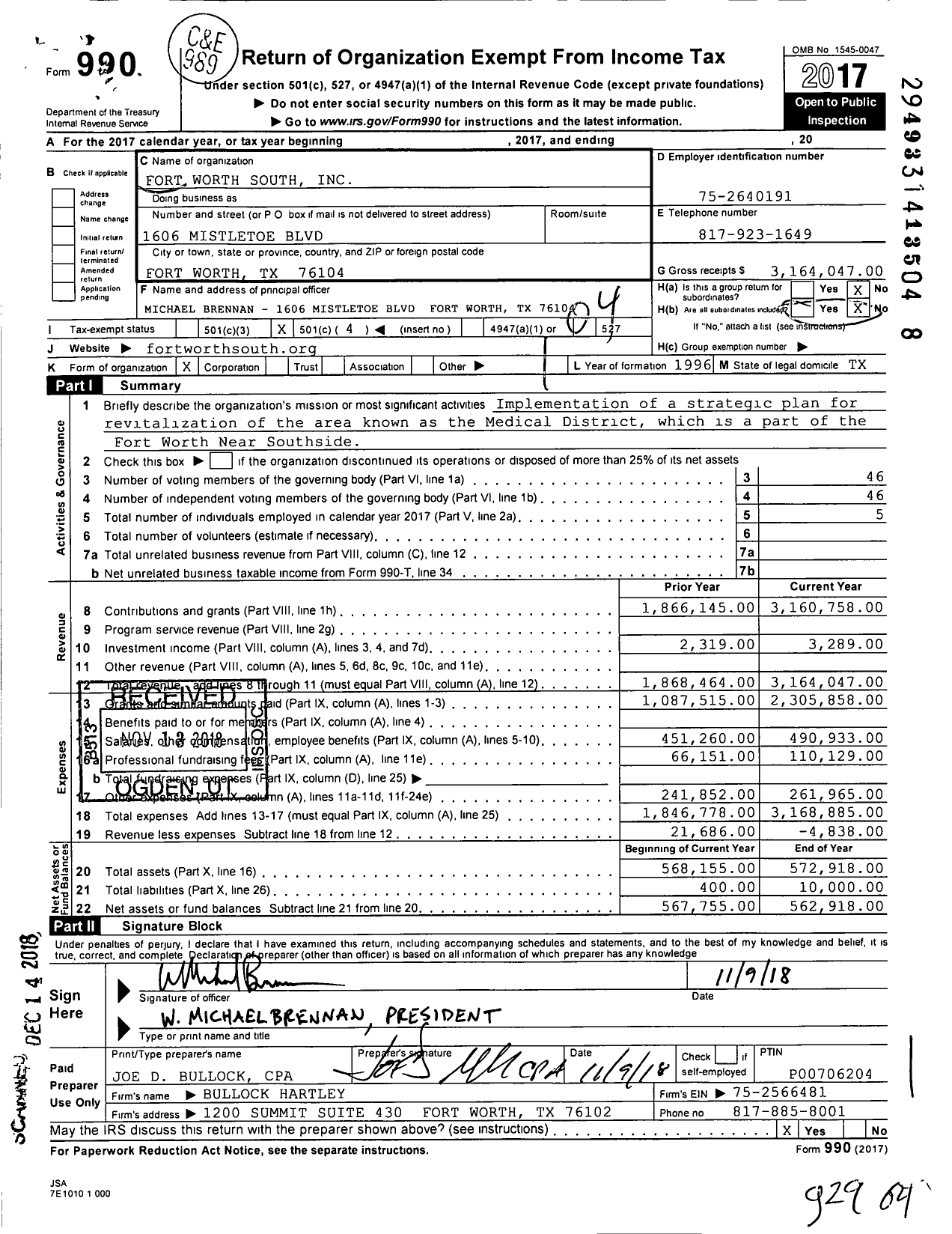 Image of first page of 2017 Form 990O for Near Southside