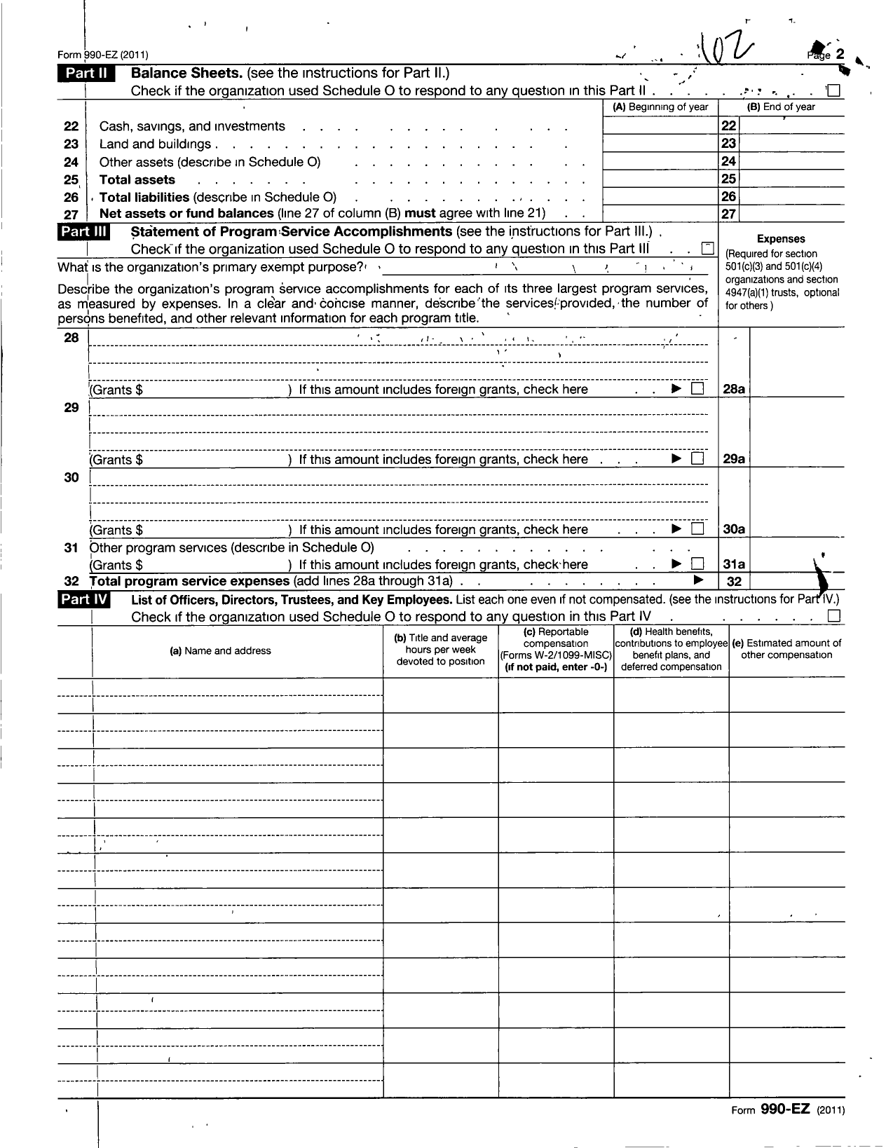 Image of first page of 2011 Form 990EOR for Southlake Executive Forum