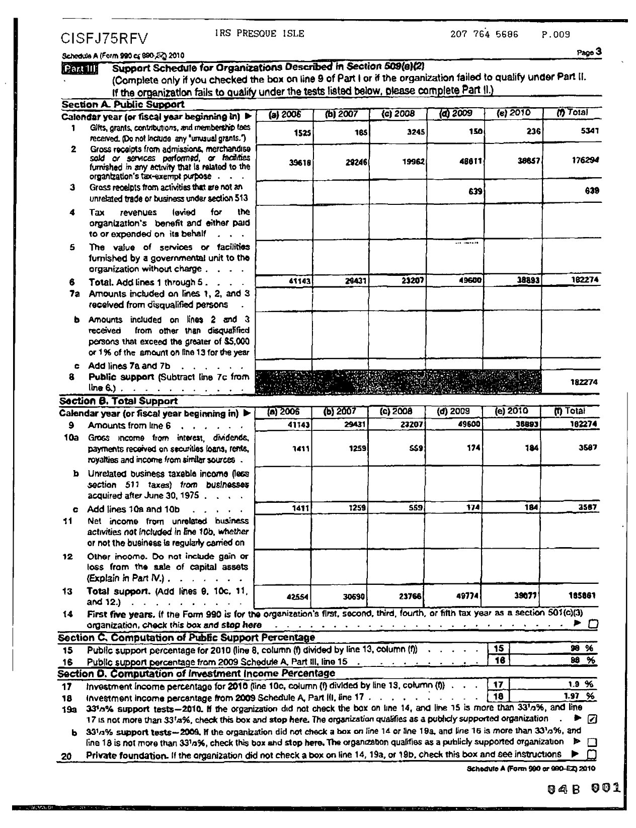 Image of first page of 2010 Form 990ER for Awesome Bear Society