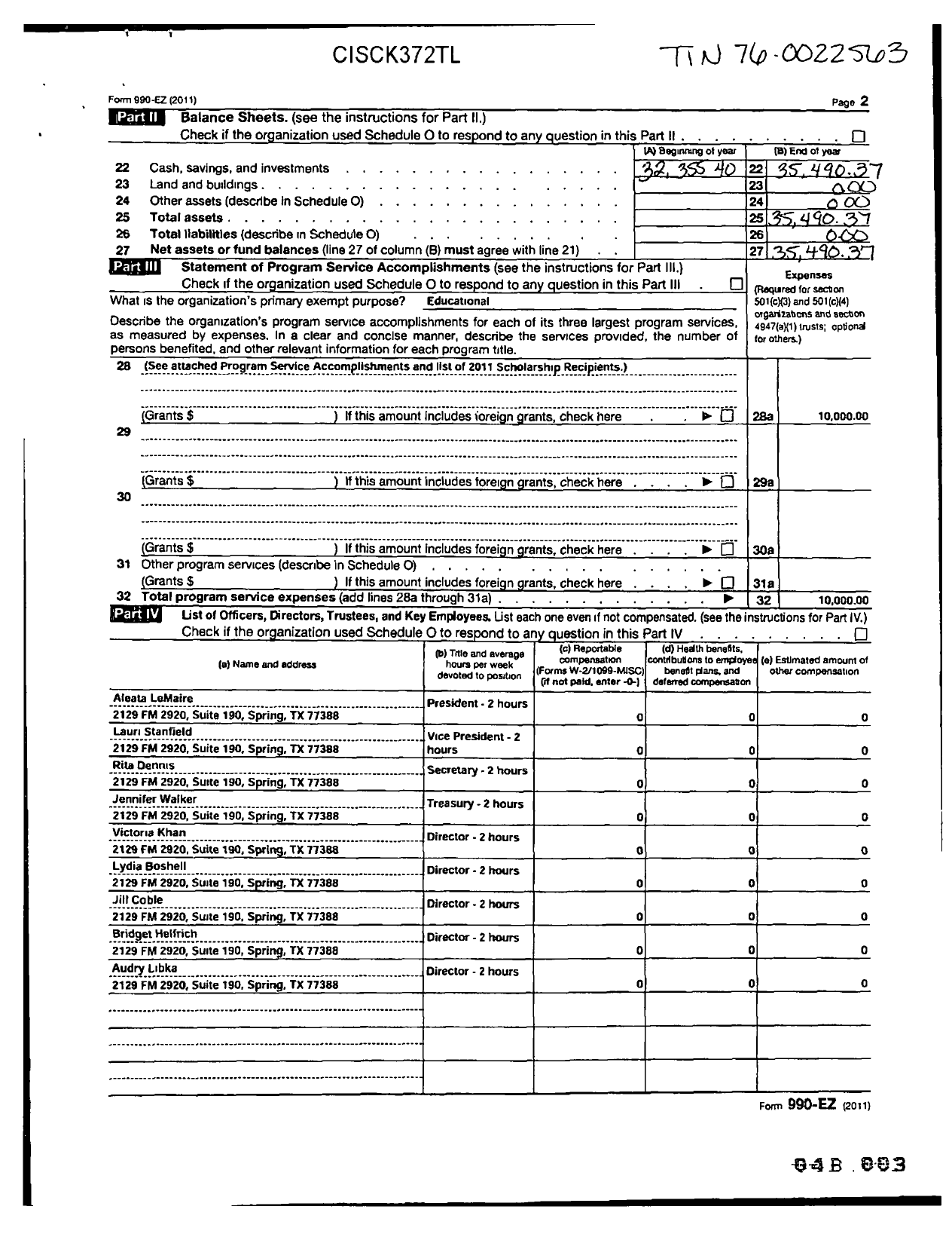 Image of first page of 2011 Form 990EOR for Association of Desk and Derrick Clubs / North Harris-Montgomery Counties