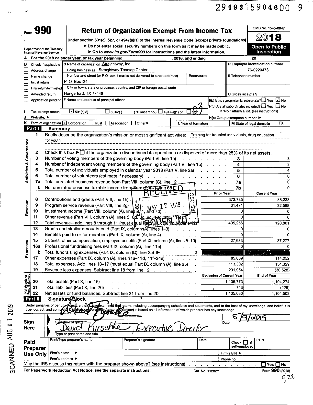 Image of first page of 2018 Form 990 for Restoration City