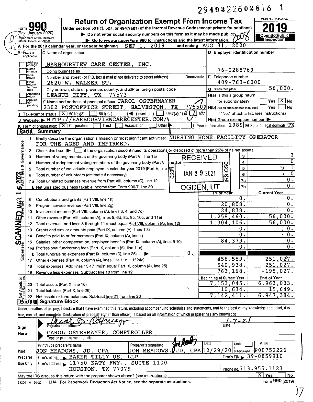 Image of first page of 2019 Form 990 for Harbourview Foundation