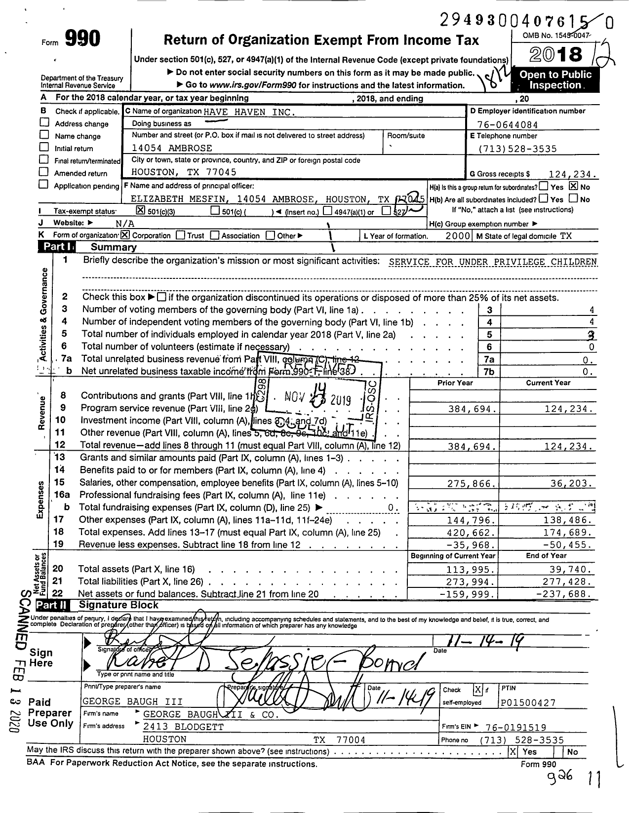 Image of first page of 2018 Form 990 for Have Haven