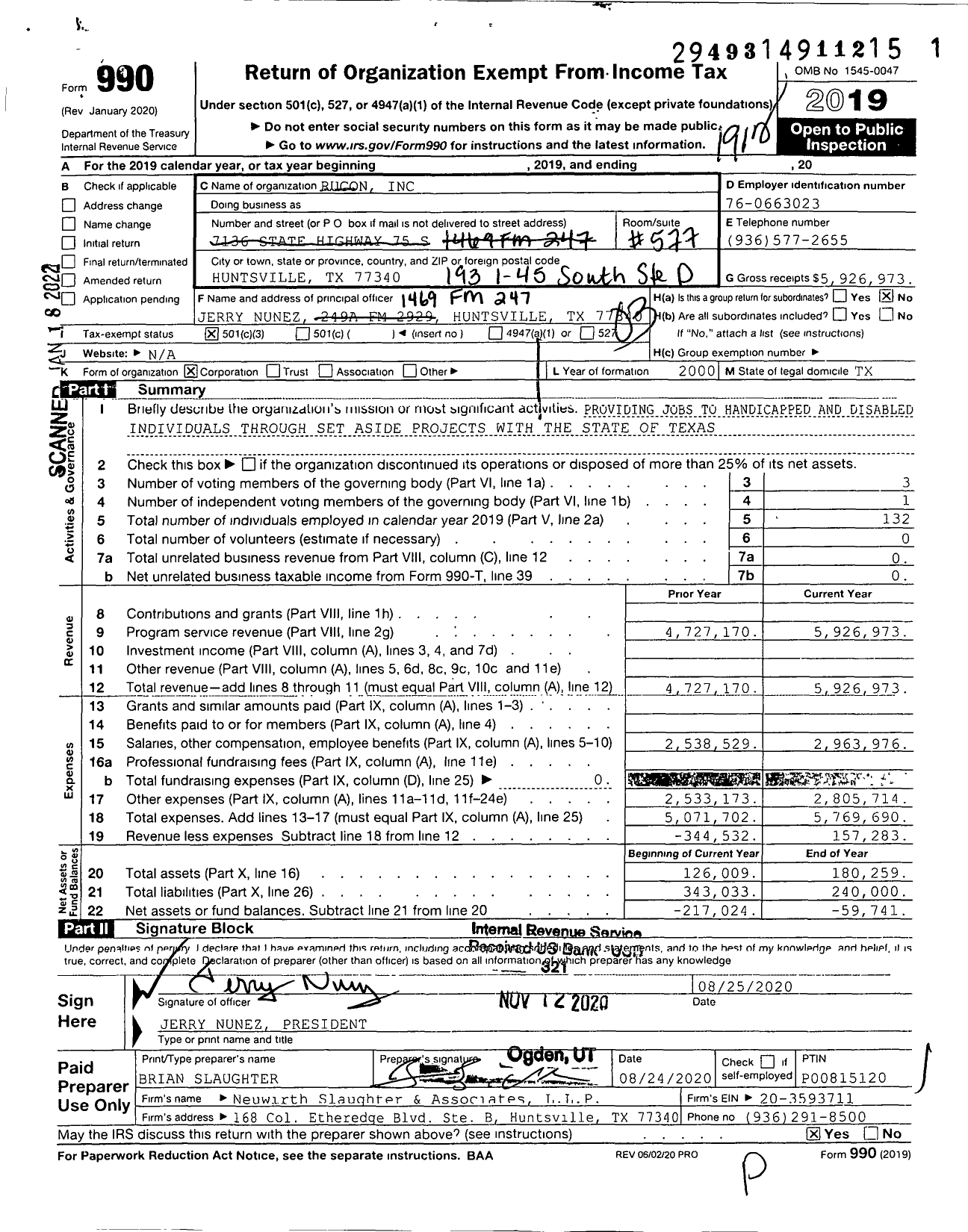 Image of first page of 2019 Form 990 for Rucon