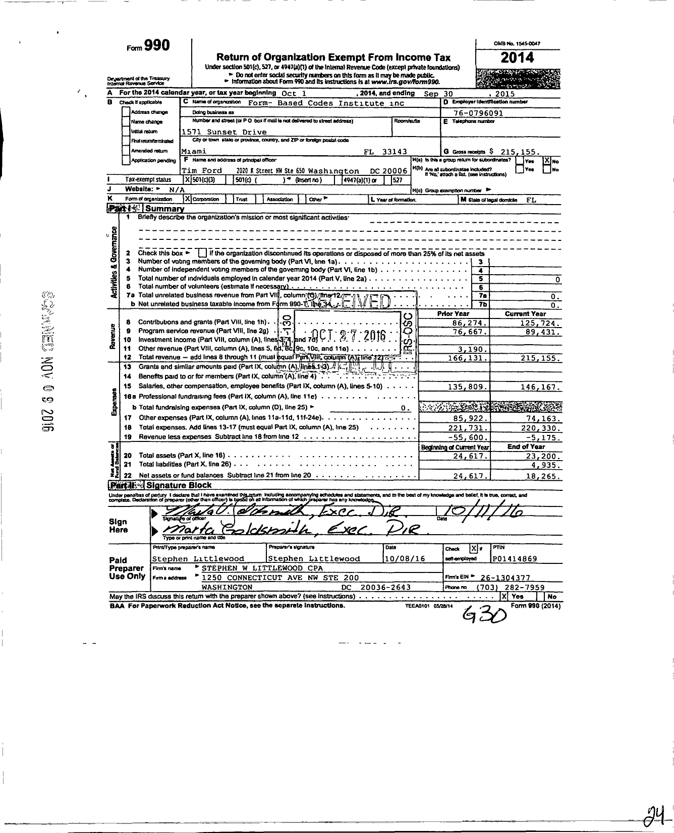 Image of first page of 2014 Form 990 for Form-Based Codes Institute