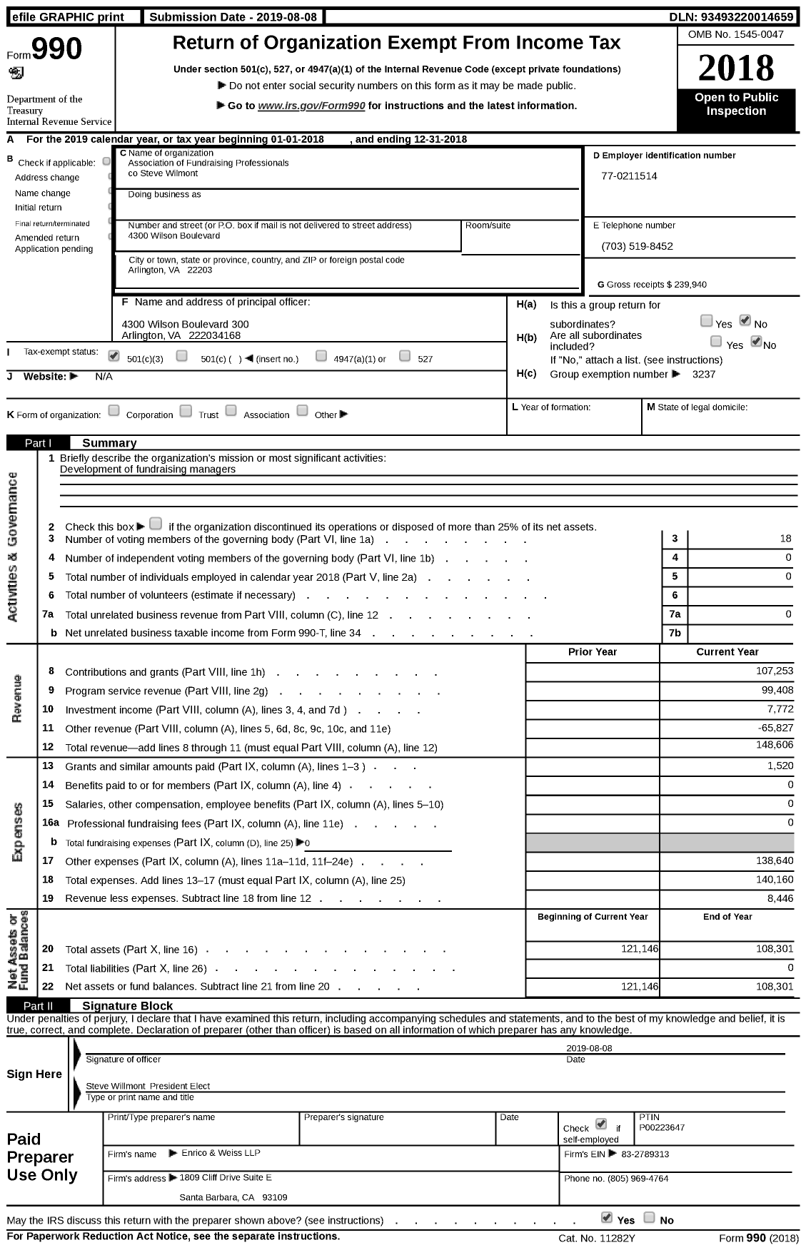 Image of first page of 2018 Form 990 for Association of Fundraising Professionals - Ca Santa Barbara-Ventura Coun Chapt