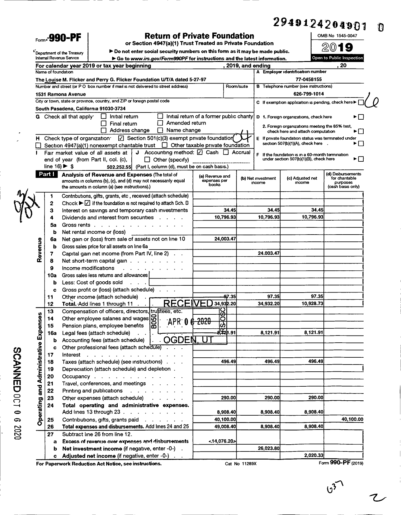 Image of first page of 2019 Form 990PR for dated 05 / 27 / 97