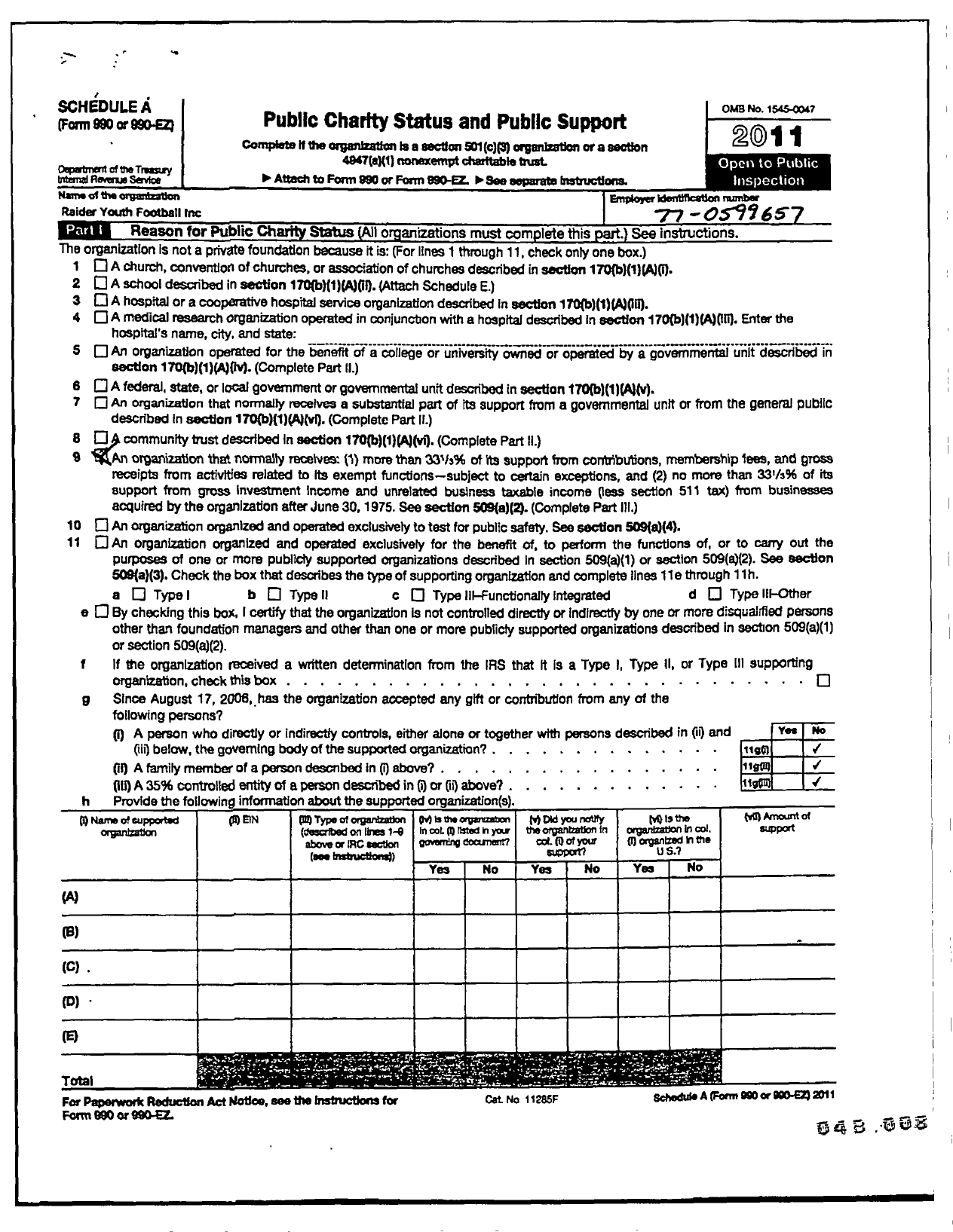 Image of first page of 2011 Form 990ER for Granby Youth Football