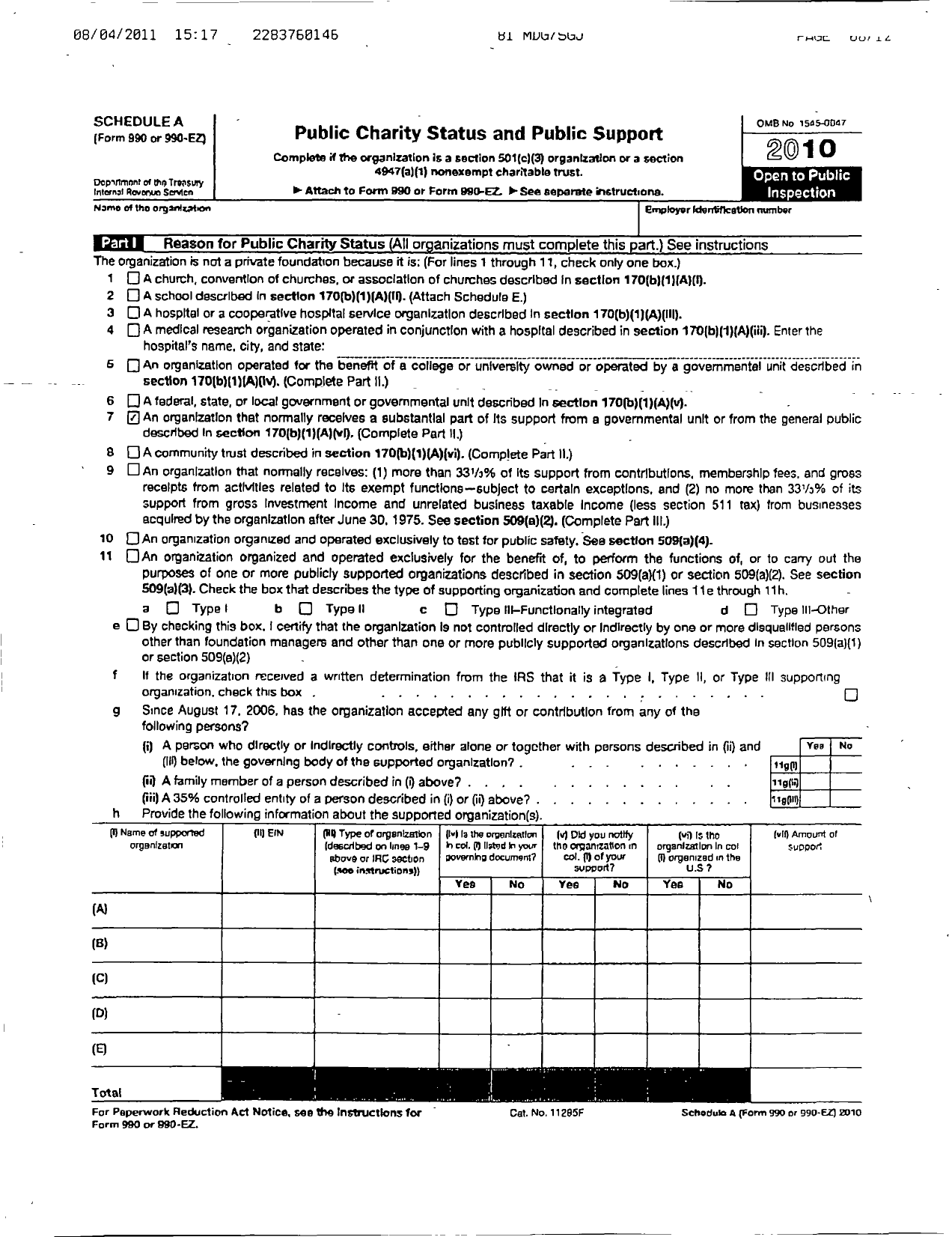Image of first page of 2010 Form 990R for Mississippi Renaissance Garden Foundation